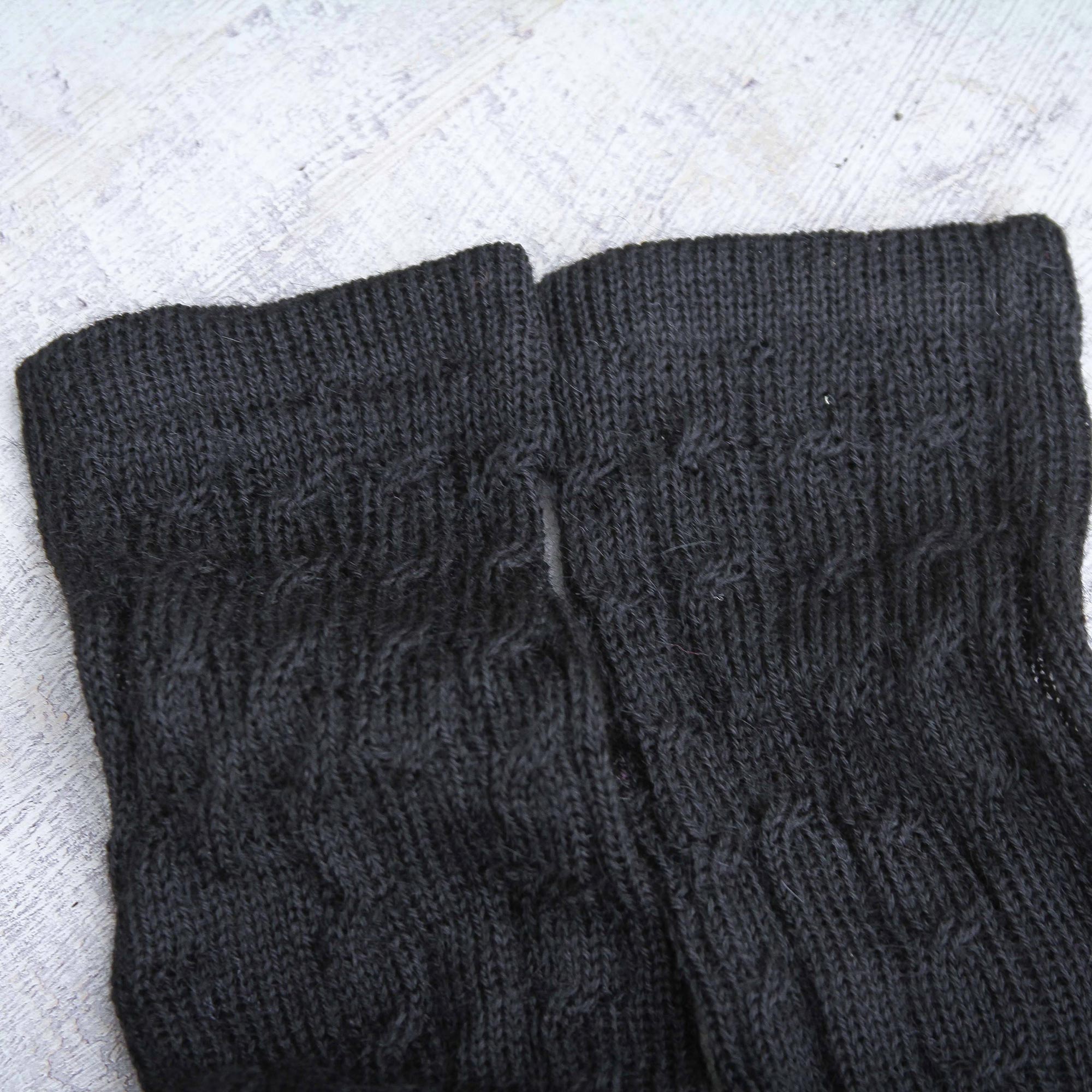 Premium Black Alpaca Braided Arm Warmers