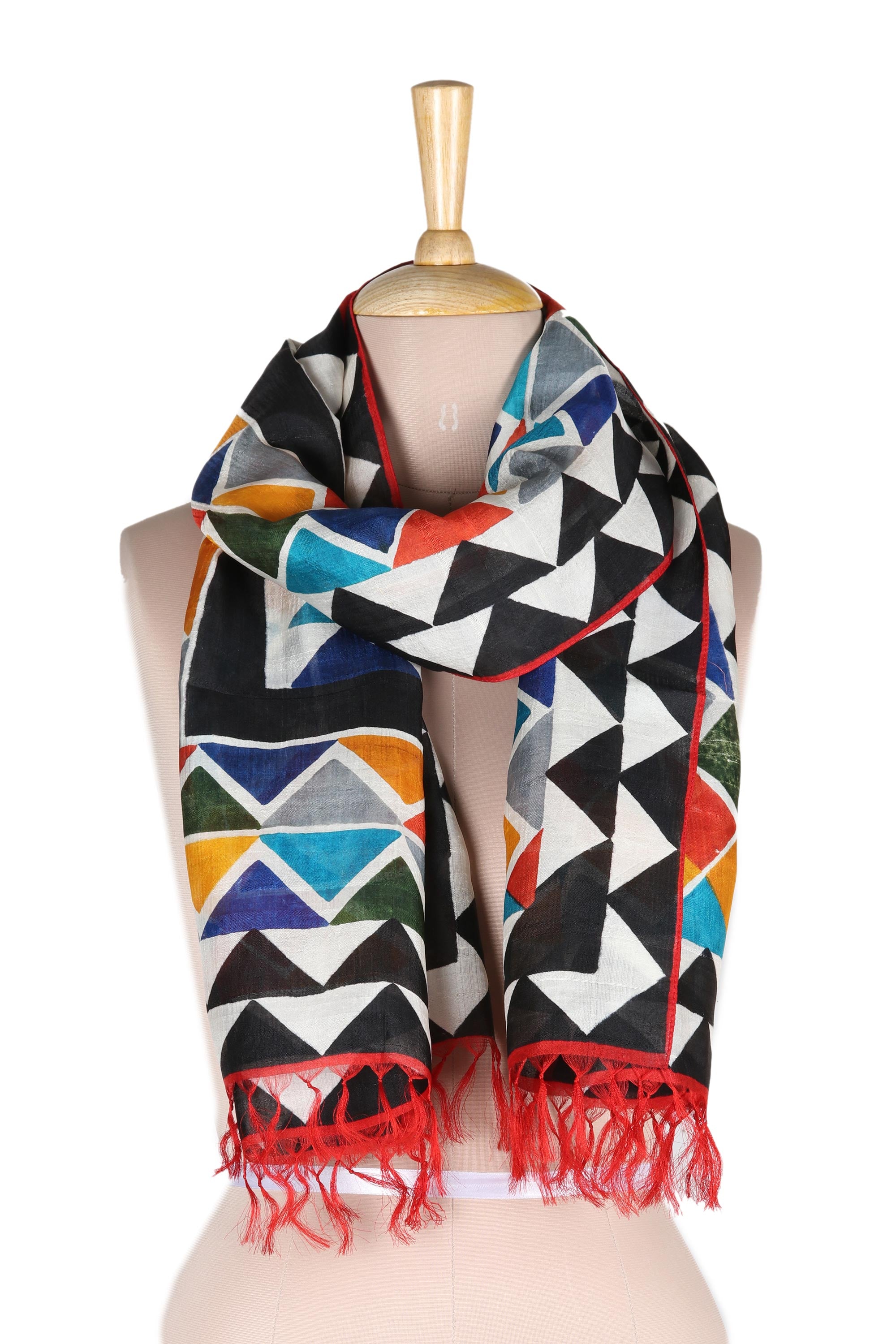 Premium Multicolor Hand-Painted Silk Scarf – Hill Reflection Collection