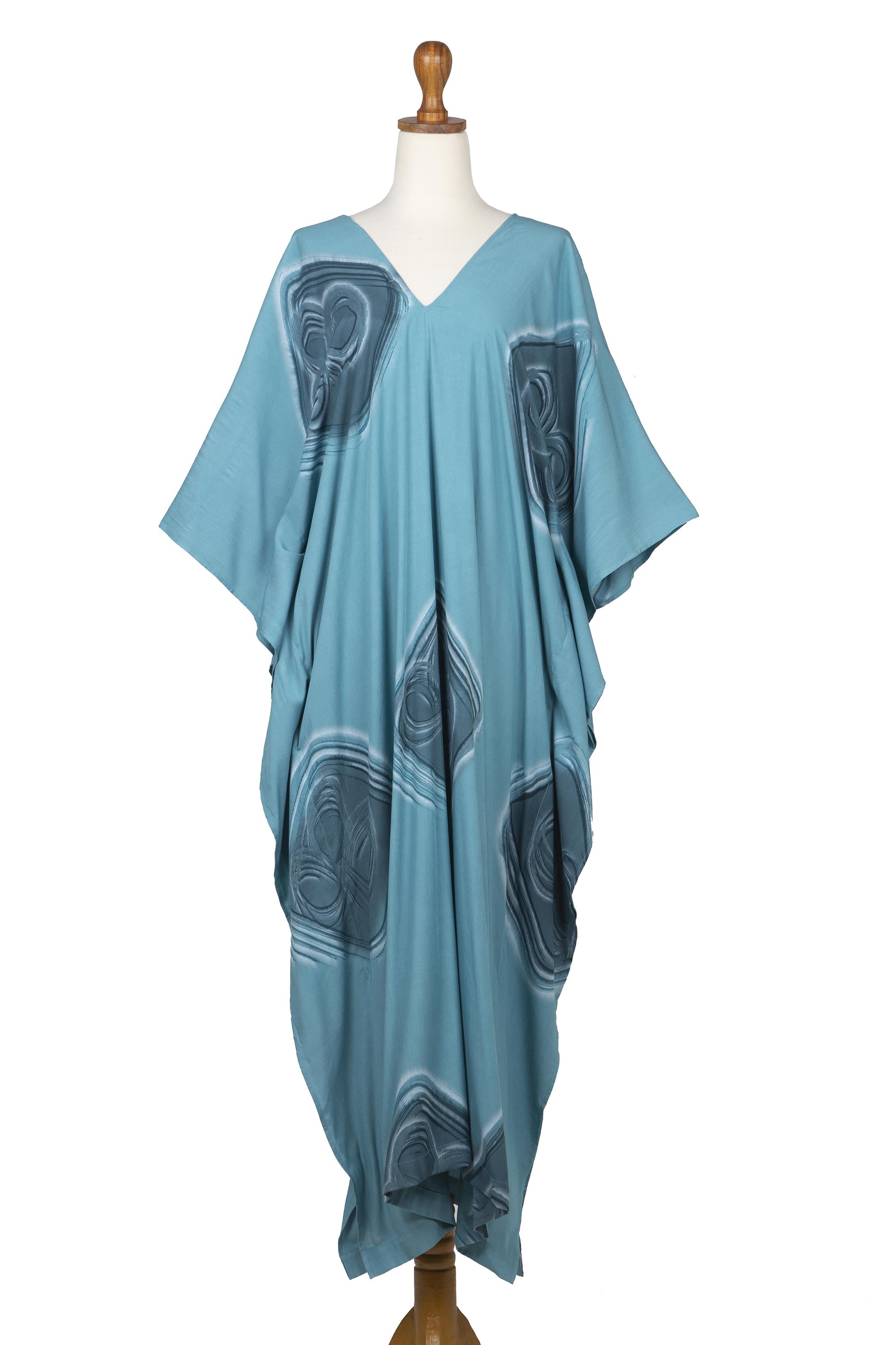 Premium Hand-Painted Rayon Caftan - Bali Artisan Crafted