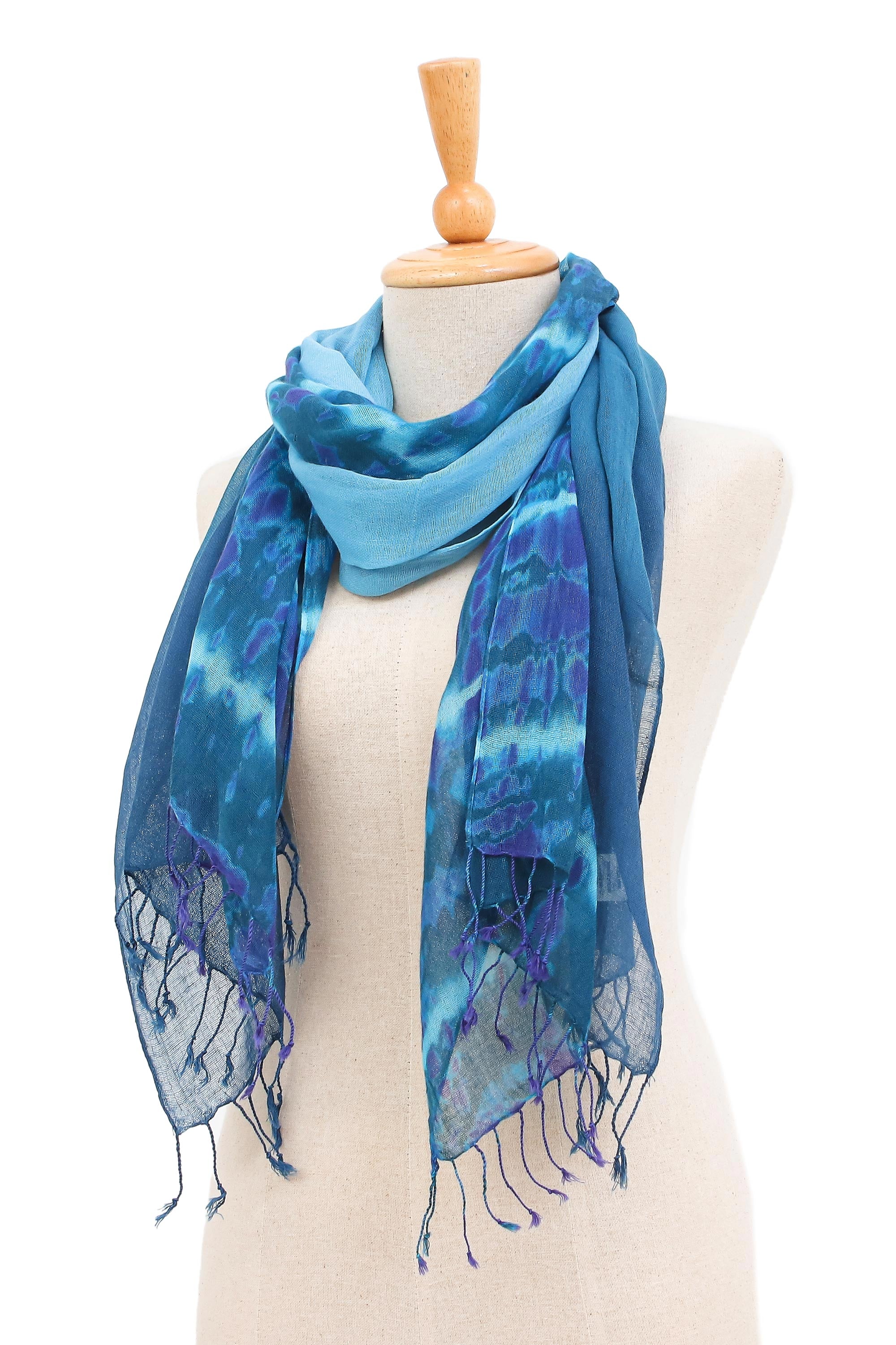 Premium Ocean Harmony Cotton Scarf Duo - Shades of Blue