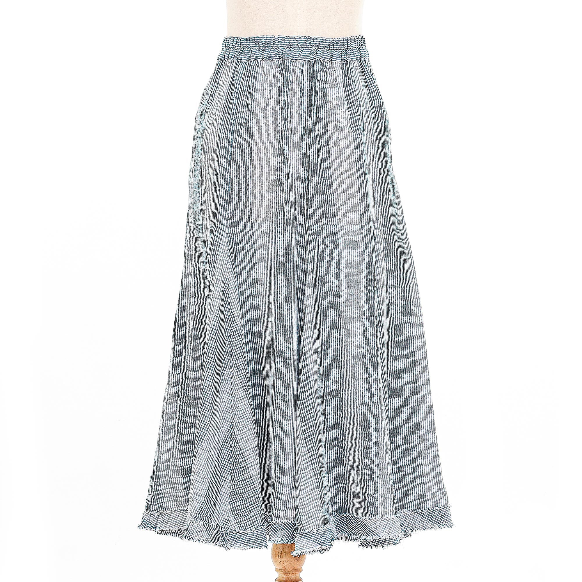 Premium Blue Rain Striped Cotton Skirt – Handcrafted in Thailand