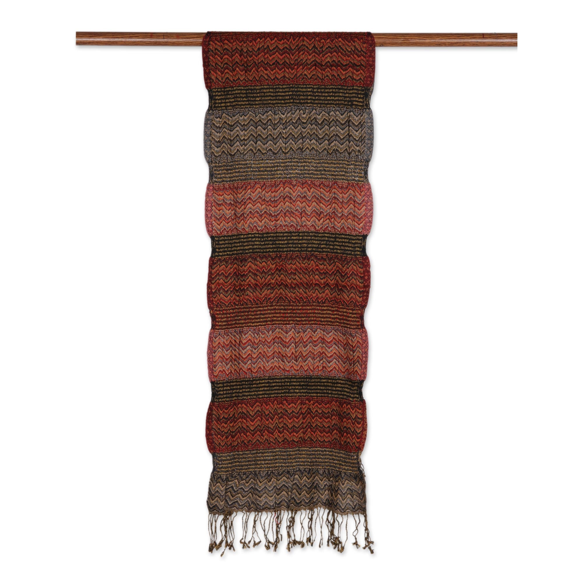 Premium Autumn Waves Wool Scarf - Handcrafted in India