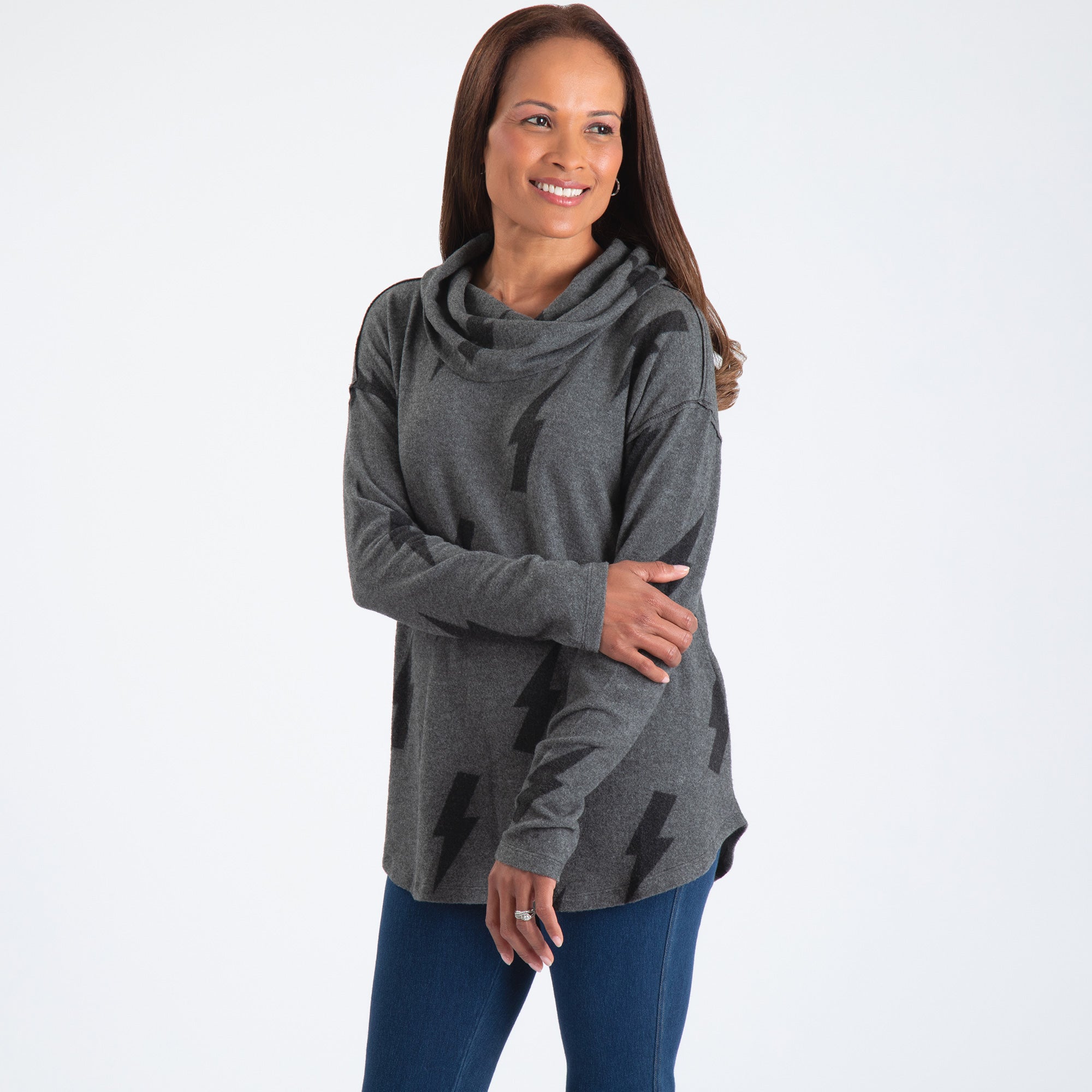 Premium Lightning Bolt Cowl Neck Sweater - Ultimate Comfort & Style