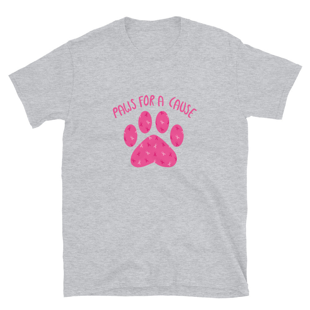 Premium Pink Ribbon Paw Print Tee - Support Breast Cancer Awareness