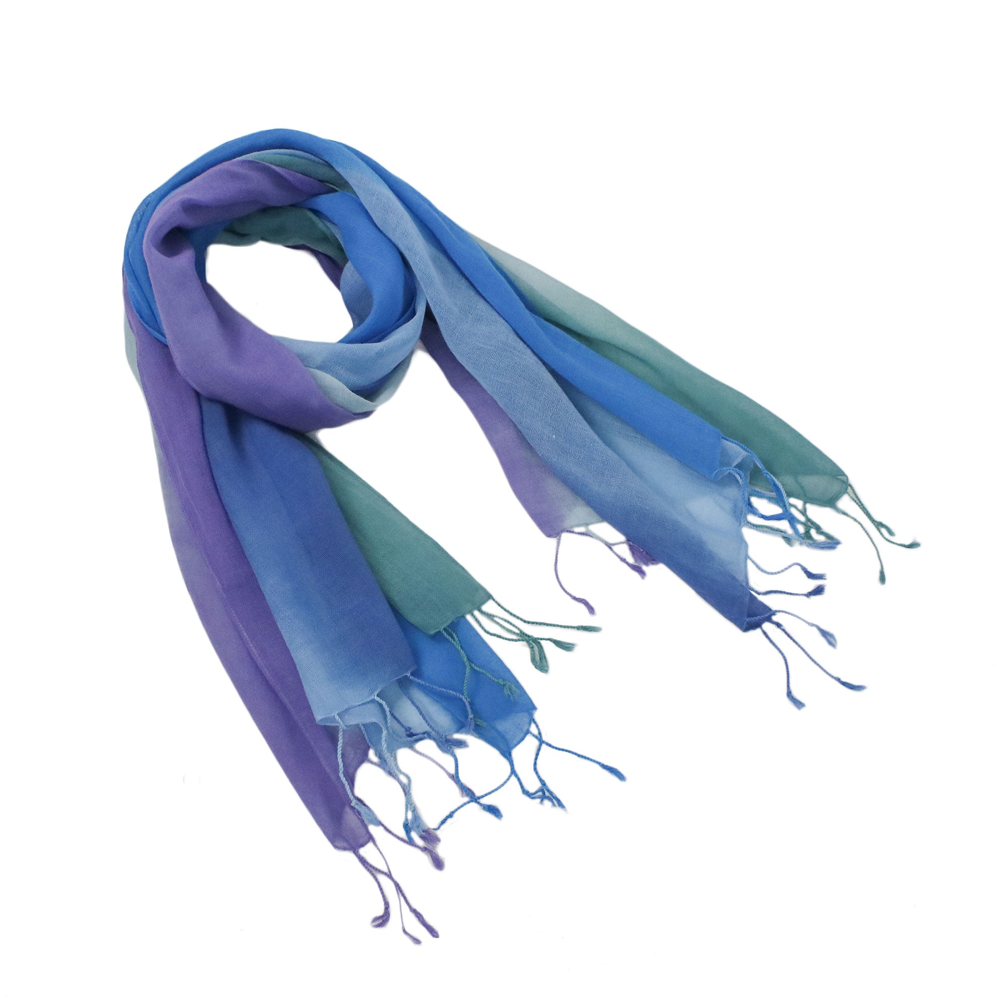 Premium Summer Morning Blue & Purple Cotton Scarves - Handcrafted Elegance