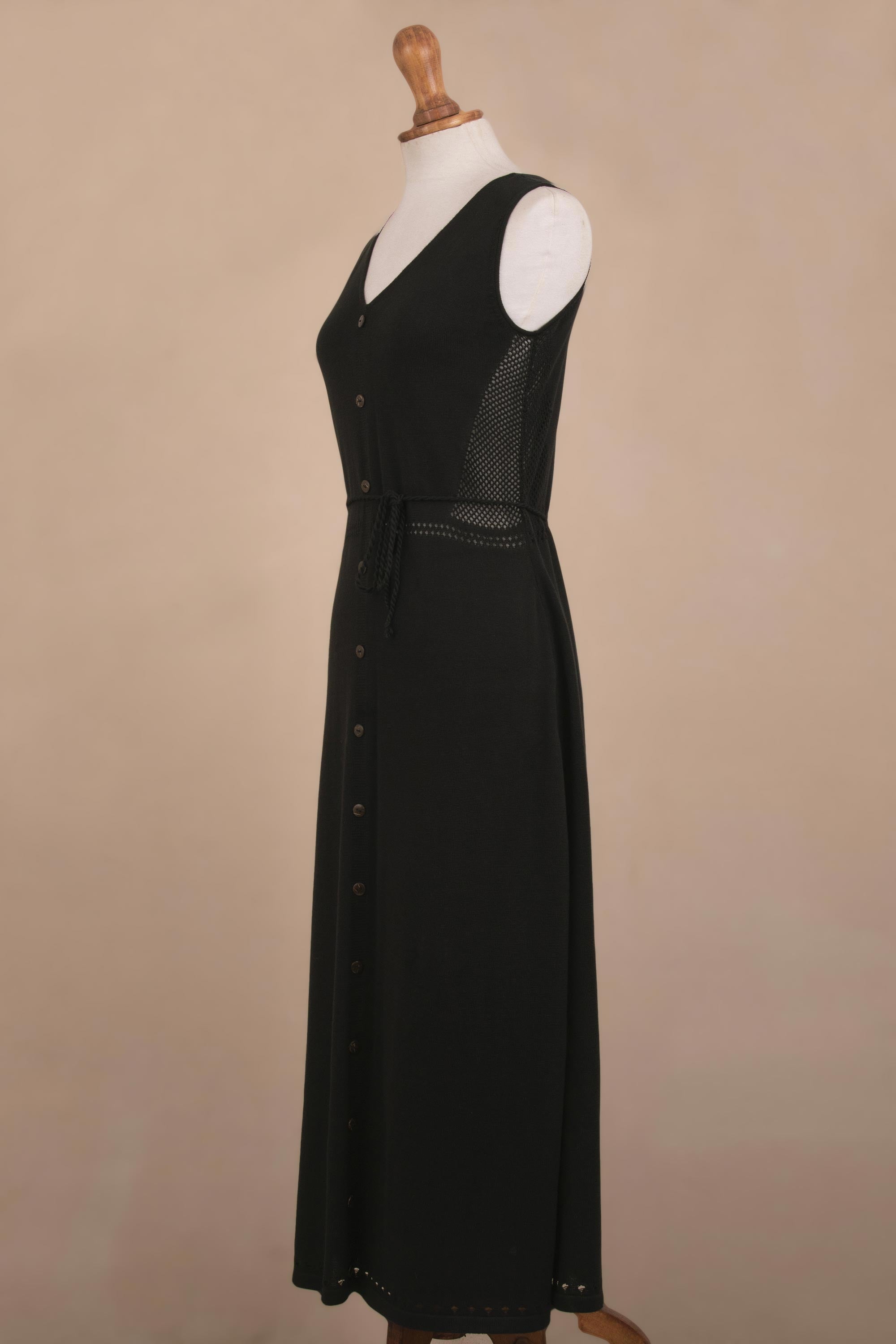 Premium Black Organic Cotton Maxi Dress - Sustainable & Timeless