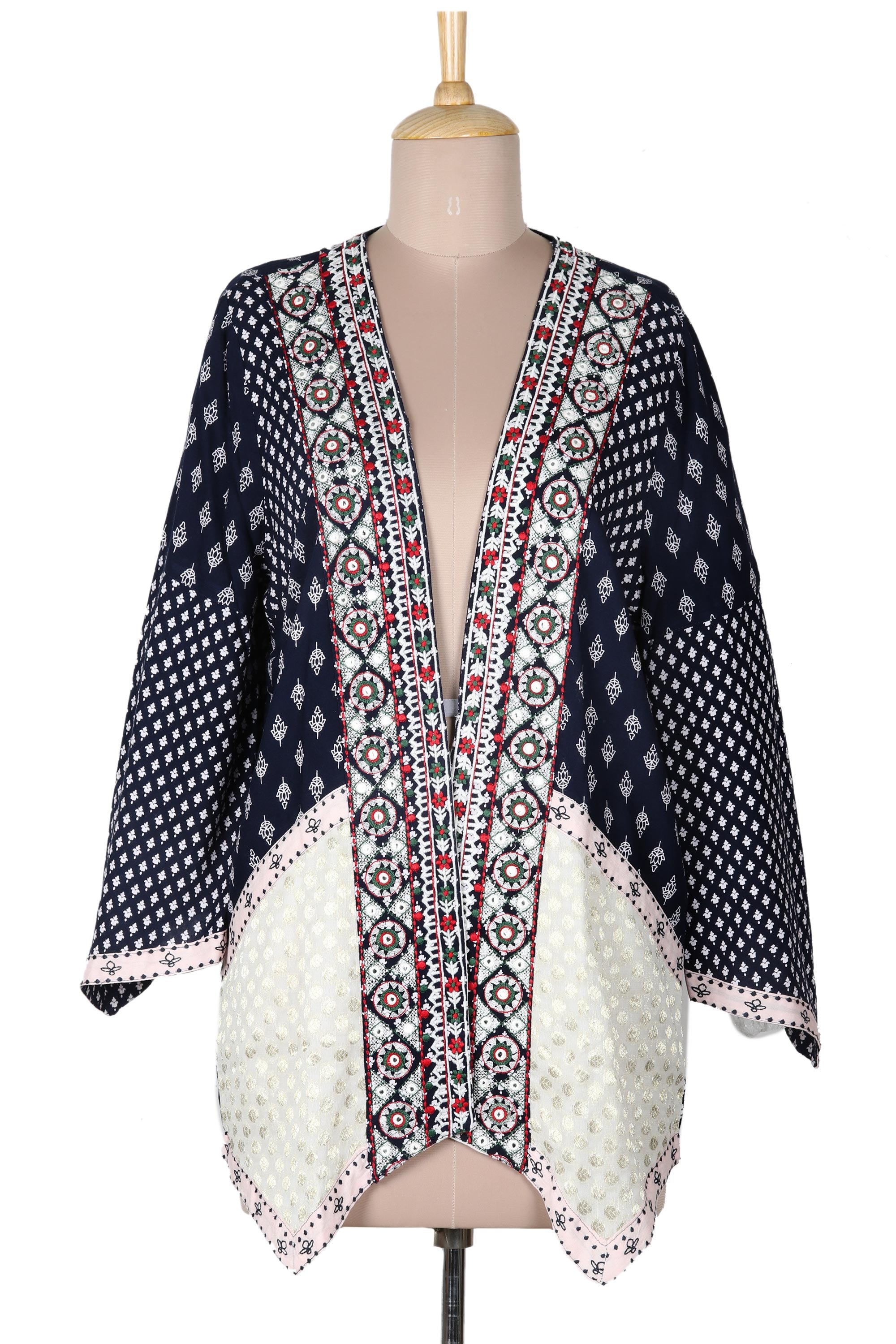 Premium Boho Embroidered Jacket - Midnight Blue