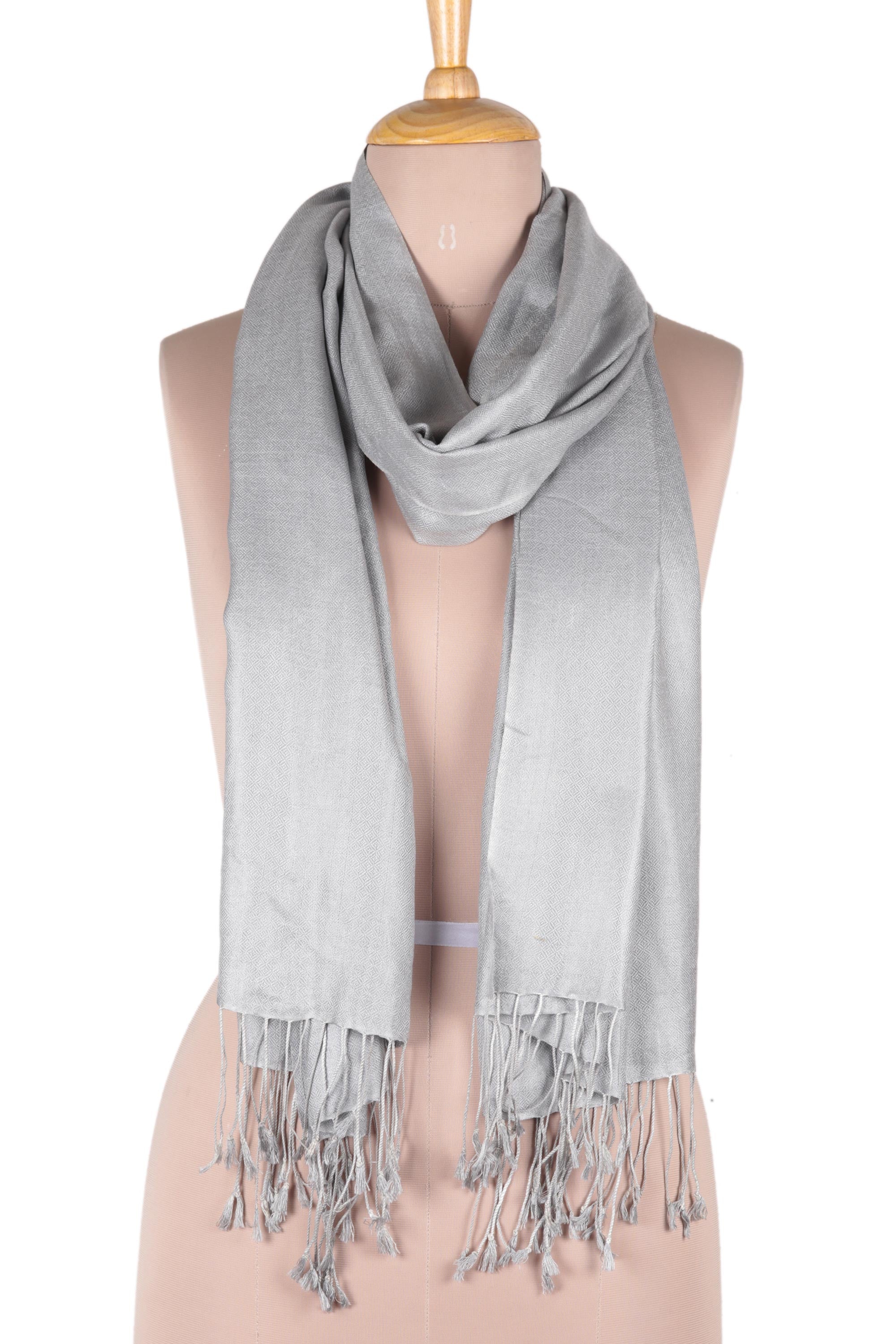 Premium Silver Nights Pure Silk Shawl - Ultimate Elegance in Silver Grey