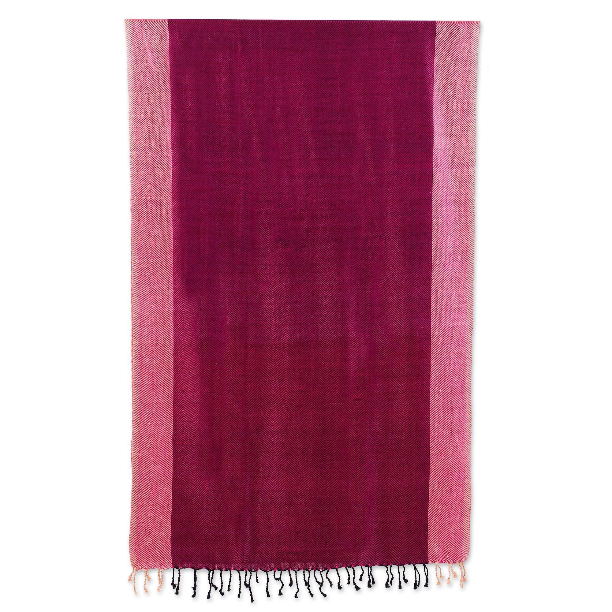 Premium Fuchsia & Parchment Silk Shawl – Handwoven Luxury from India