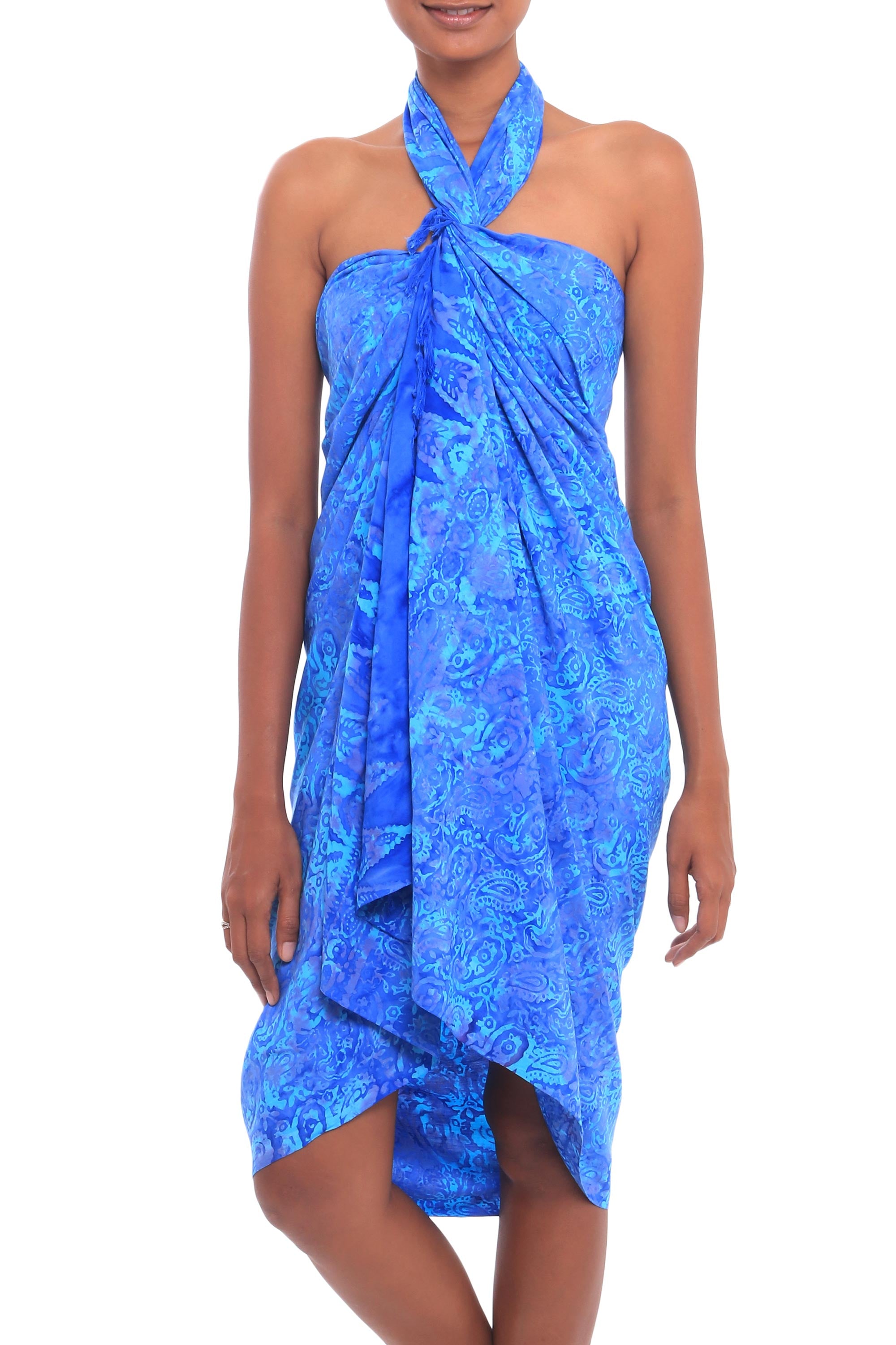 Premium Oceanic Paisleys Rayon Sarong - Handcrafted Batik Art from Bali