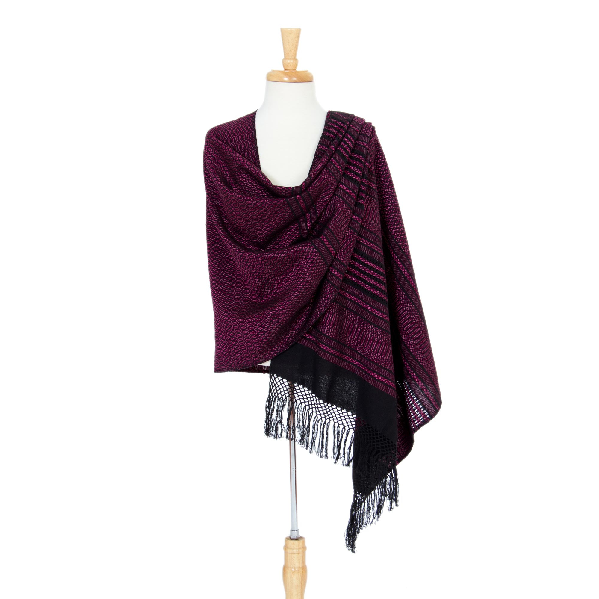 Premium Mexican Rose Zapotec Cotton Rebozo Shawl - Handcrafted Elegance