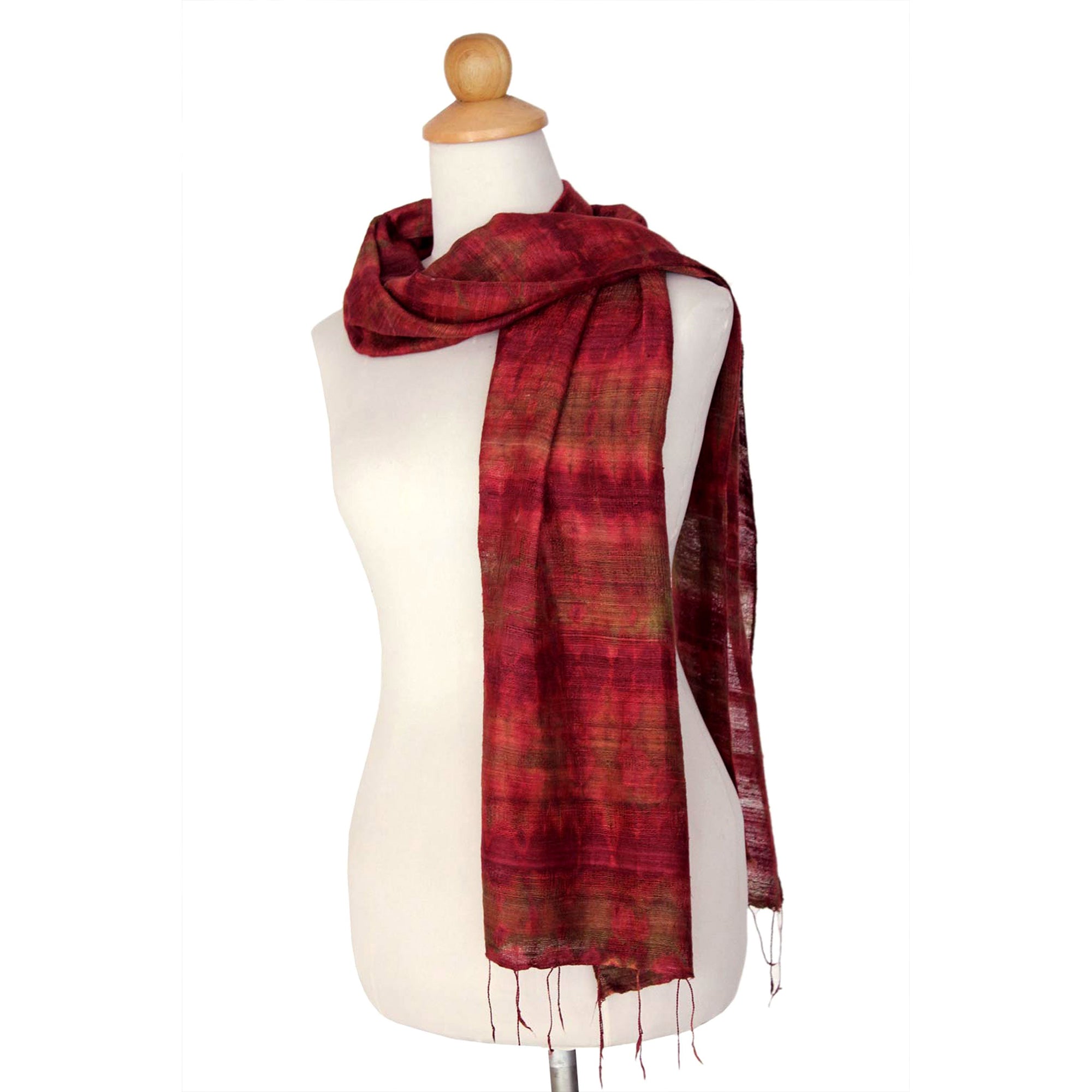 Premium Artisan-Crafted Red Silk Scarf – Handmade Elegance