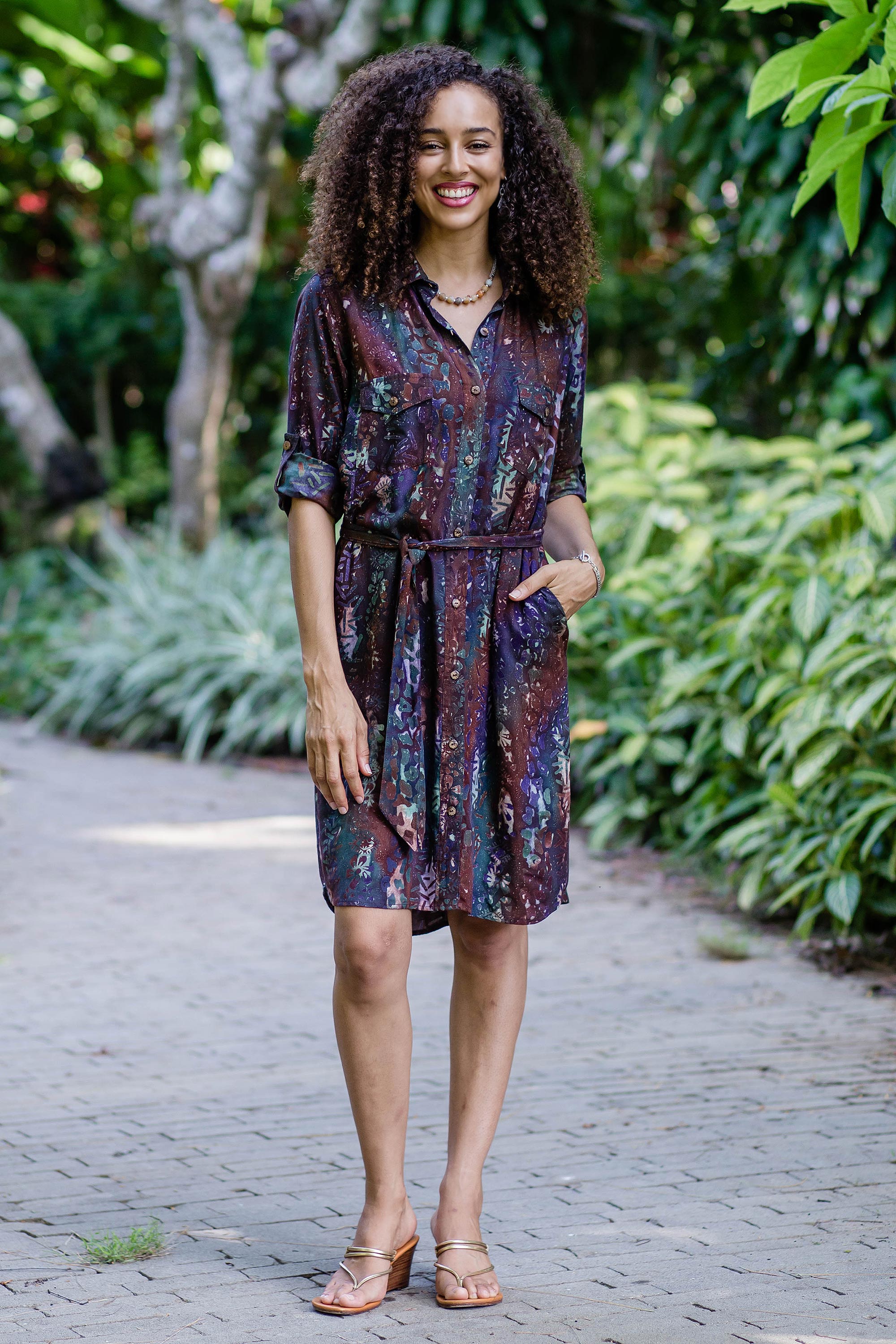 Premium Batik Rayon Collared Shirtdress - Handcrafted in Bali