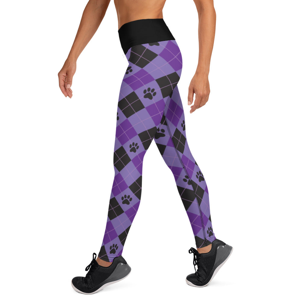 Premium Paw Print Argyle Yoga Leggings - Ultimate Comfort & Style