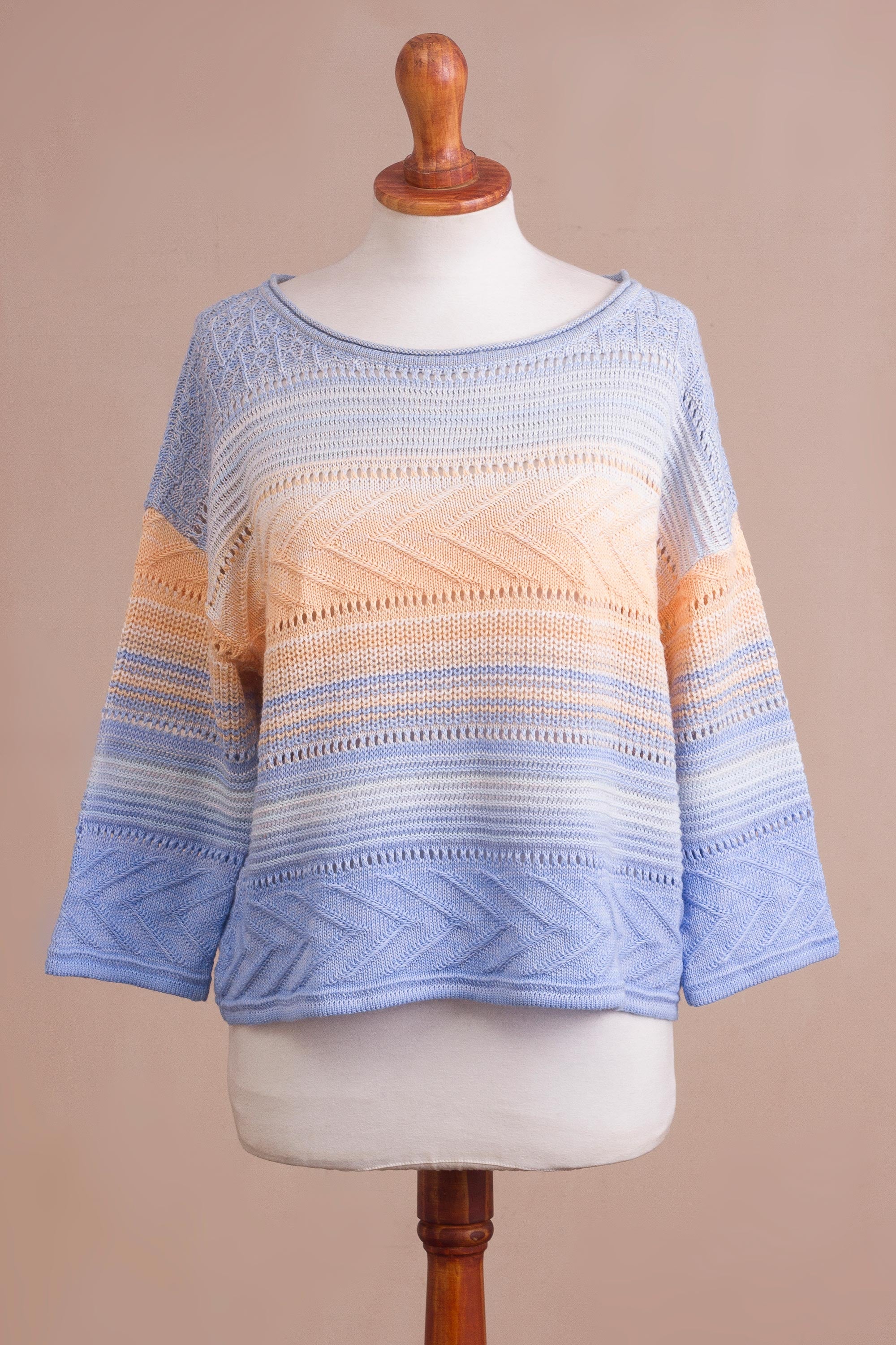 Premium Spring Ombre Cotton Blend Pullover - Handcrafted in Peru