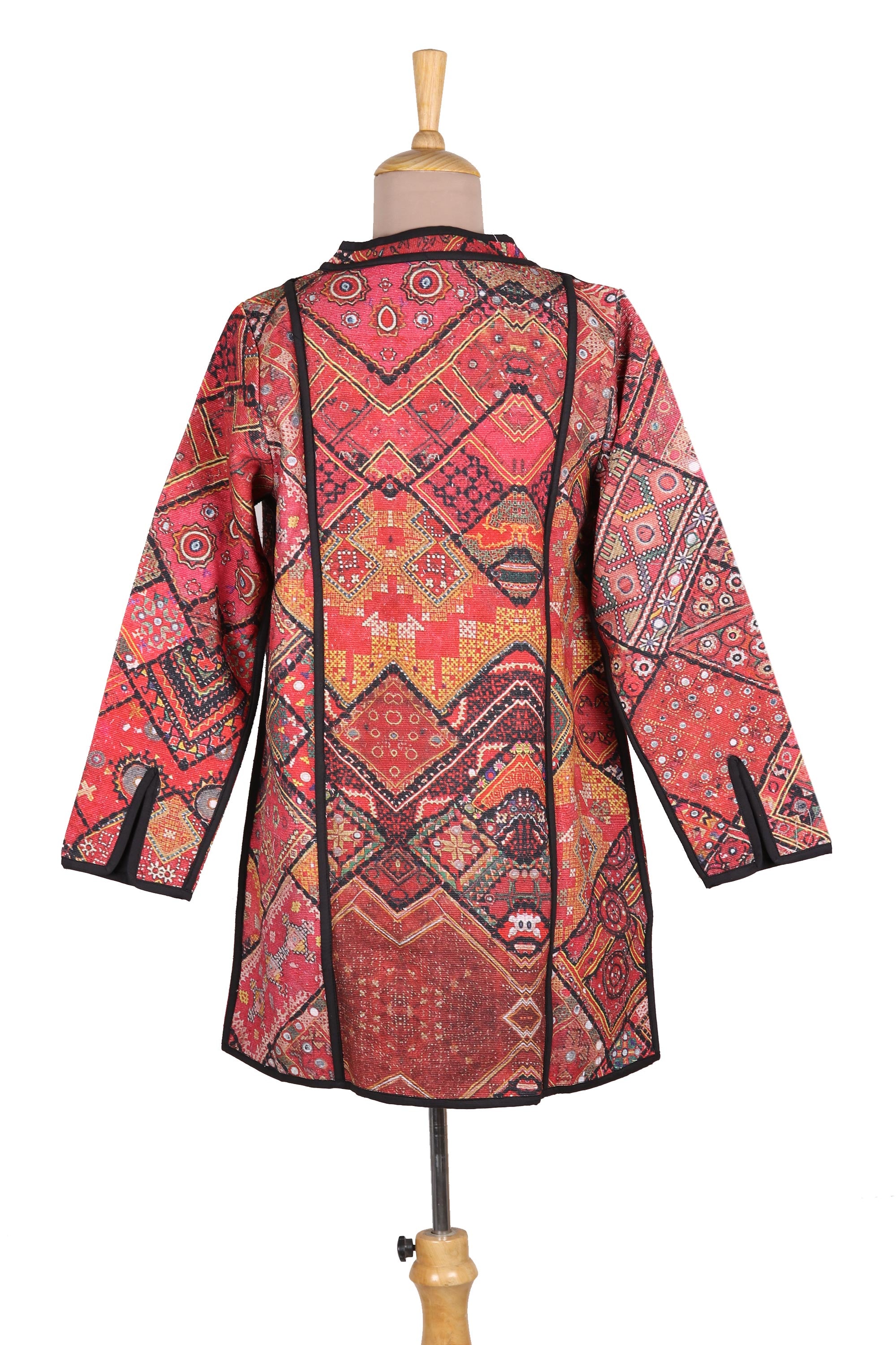 Premium Patchwork Cotton Jacket with Vibrant Indian Motifs