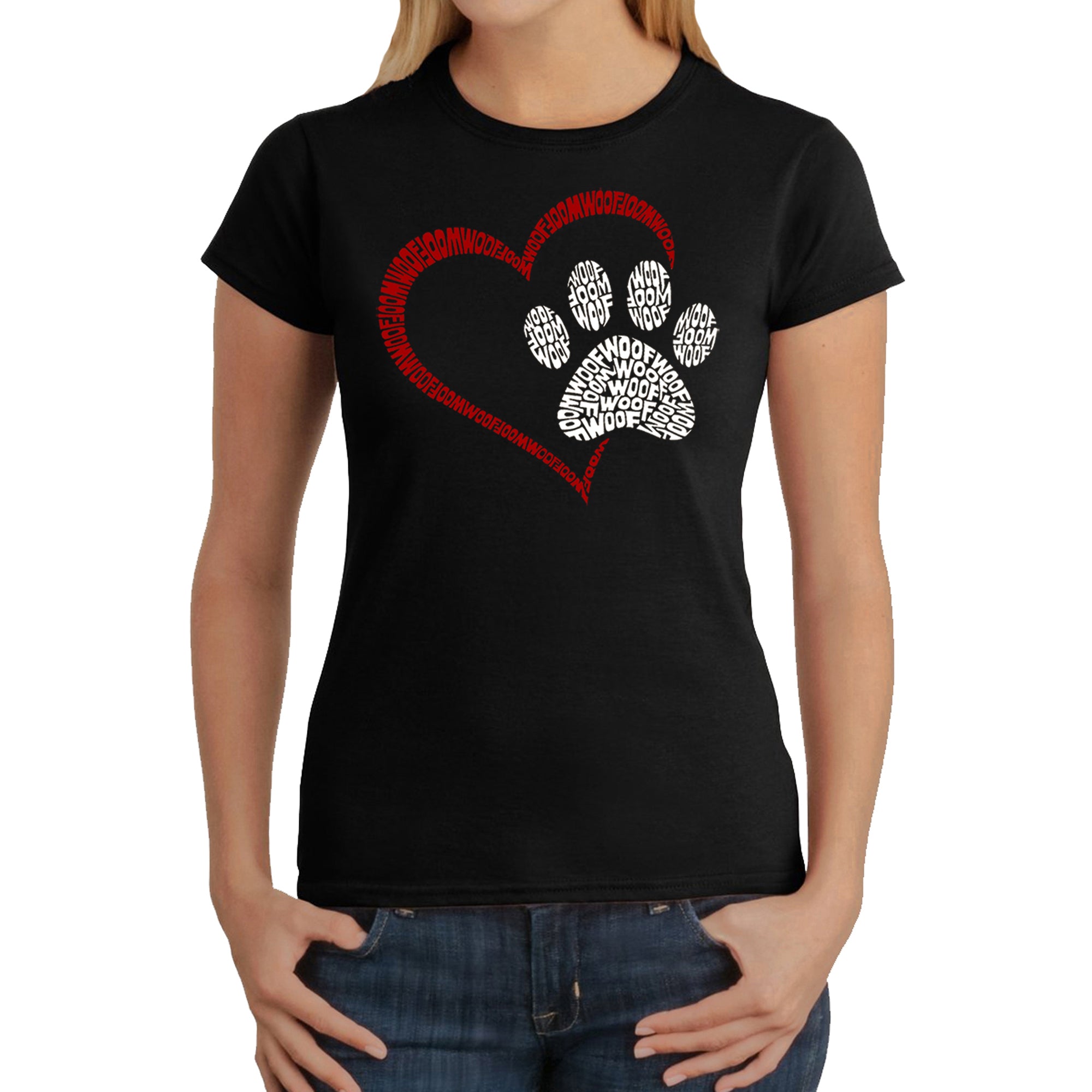 Premium Paw Heart - Ultimate Women's Word Art T-Shirt