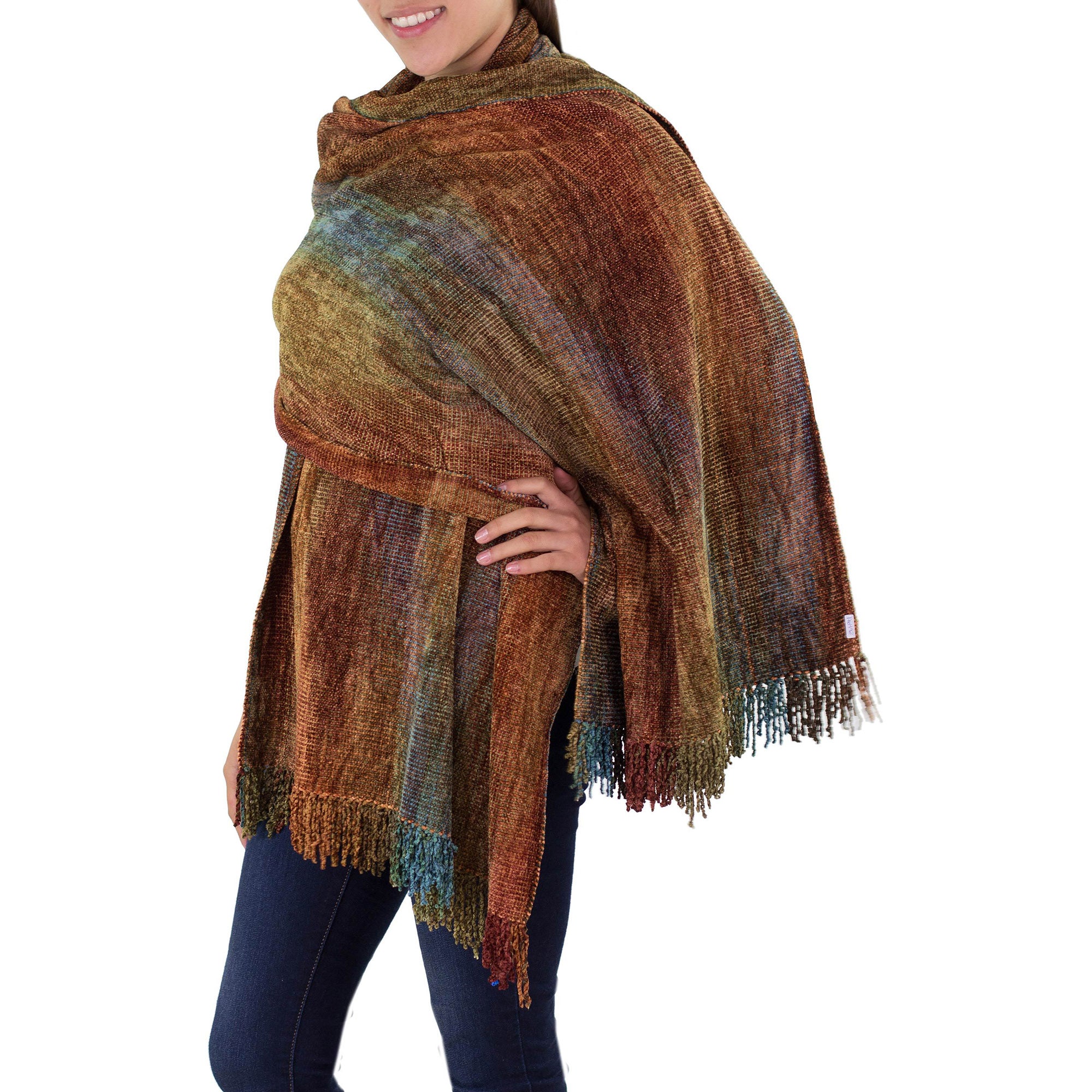 Premium Tropical Volcano Bamboo Chenille Wrap - Handmade Fair Trade Shawl