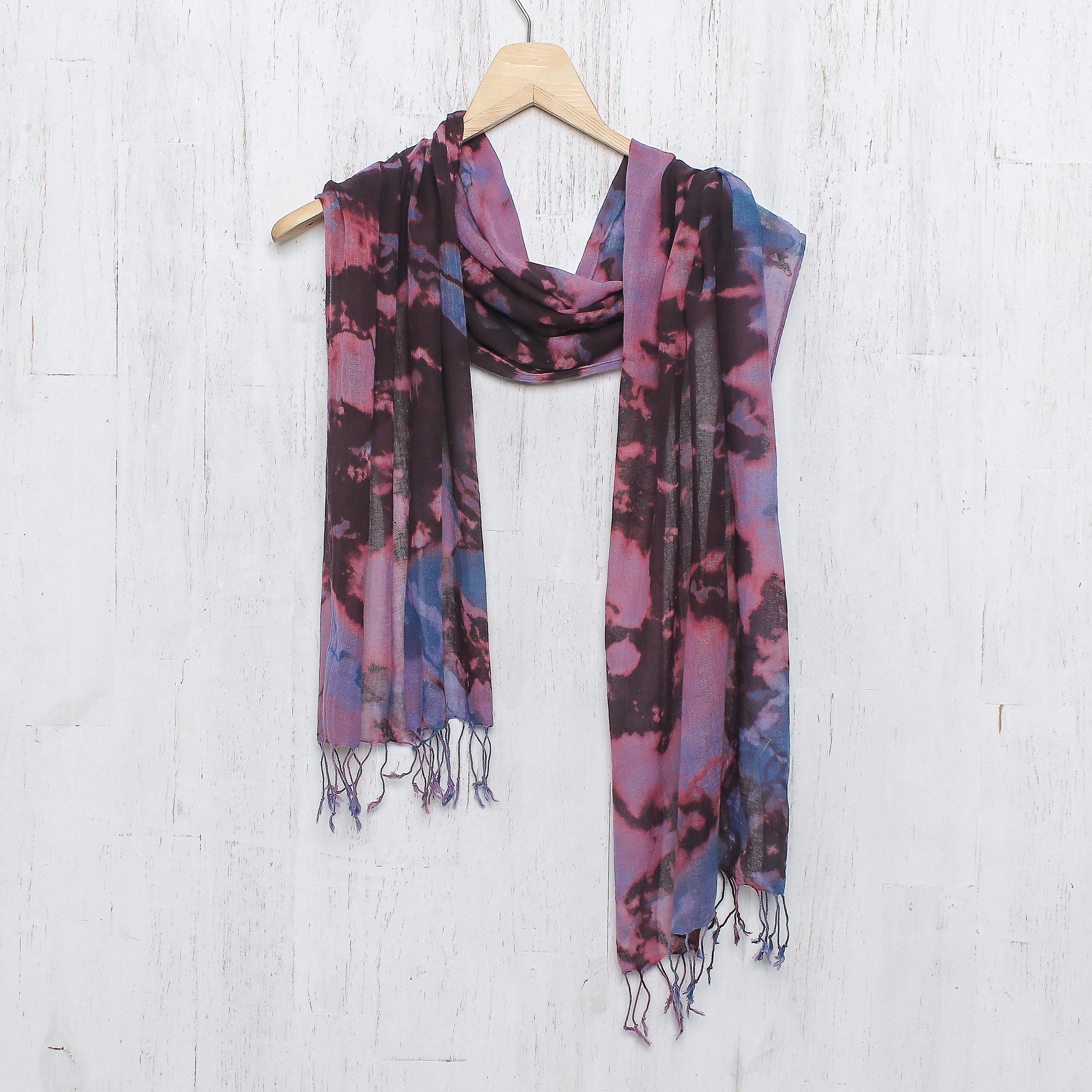 Premium Multicolored Tie-Dye Cotton Wrap Scarf - Handcrafted in Thailand