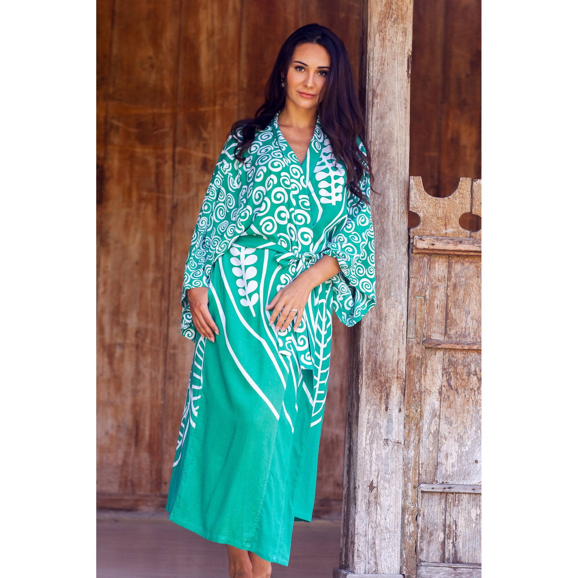 Premium Bali Breeze Green Rayon Robe - Ultimate Comfort & Style