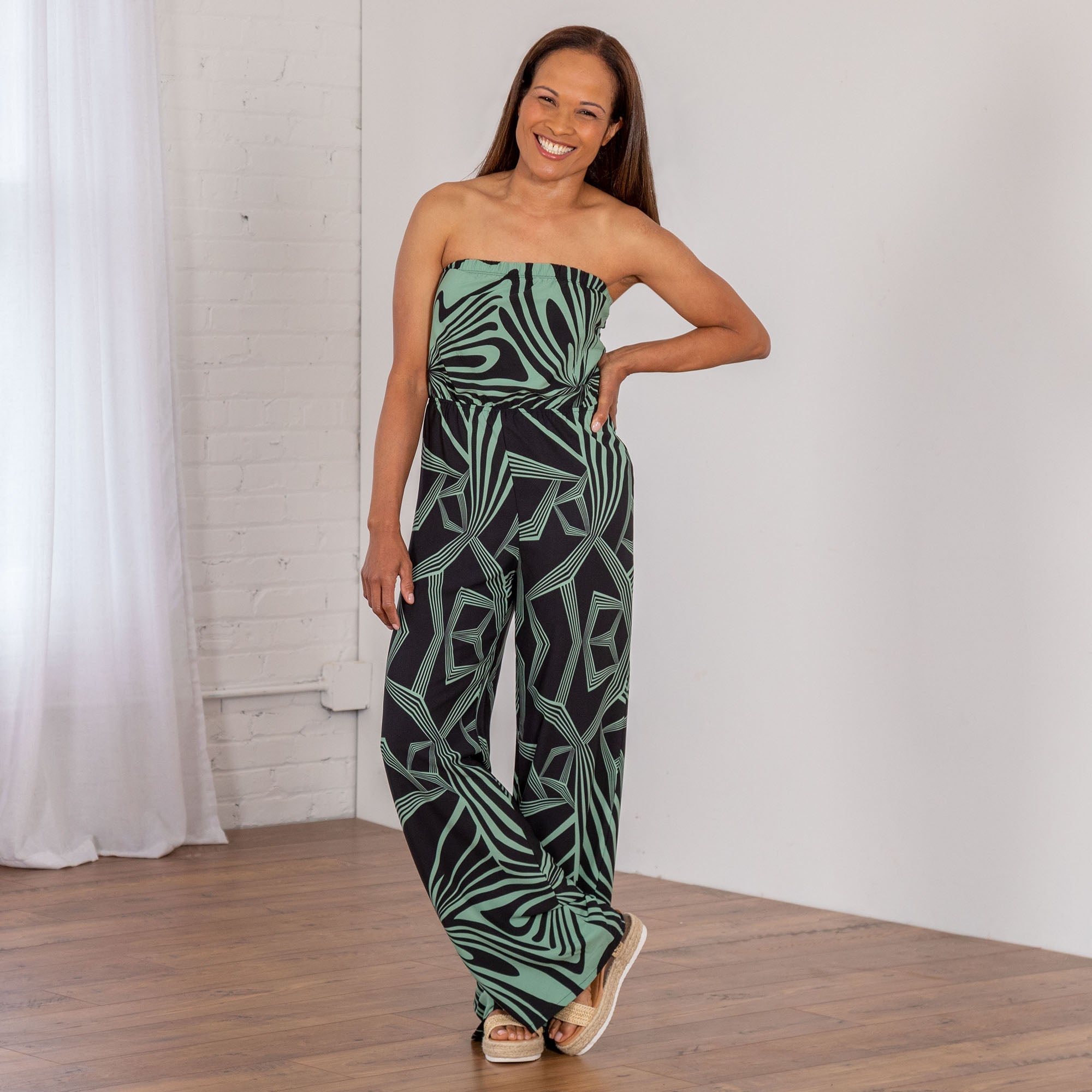 Ultimate Geo Print Strapless Jumpsuit - Premium Fit & Style