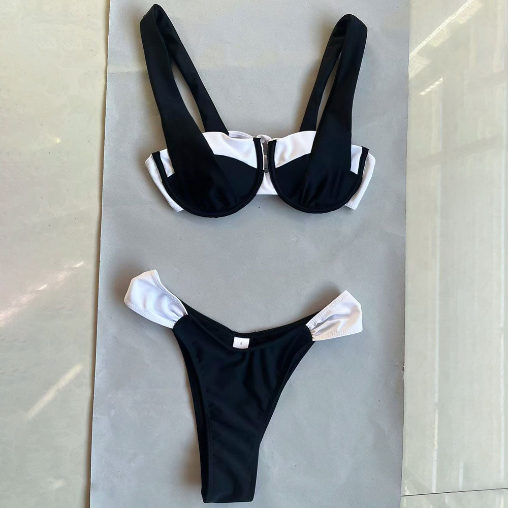 Ultimate Black & White Balconette Bikini Set - High Cut Brazilian Style