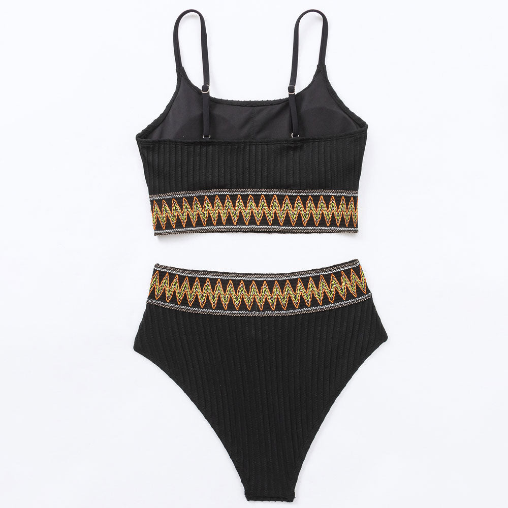 Ultimate Athletic Zigzag High-Waist Ribbed Bikini Set