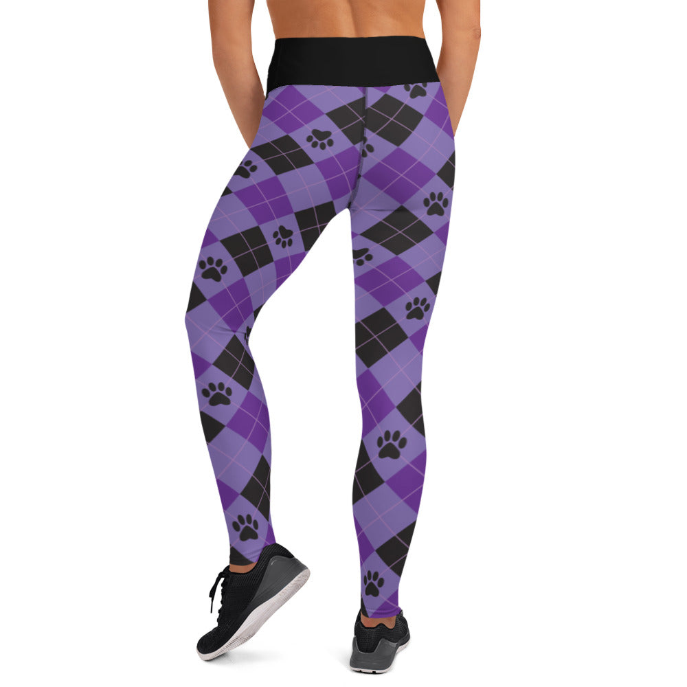 Premium Paw Print Argyle Yoga Leggings - Ultimate Comfort & Style