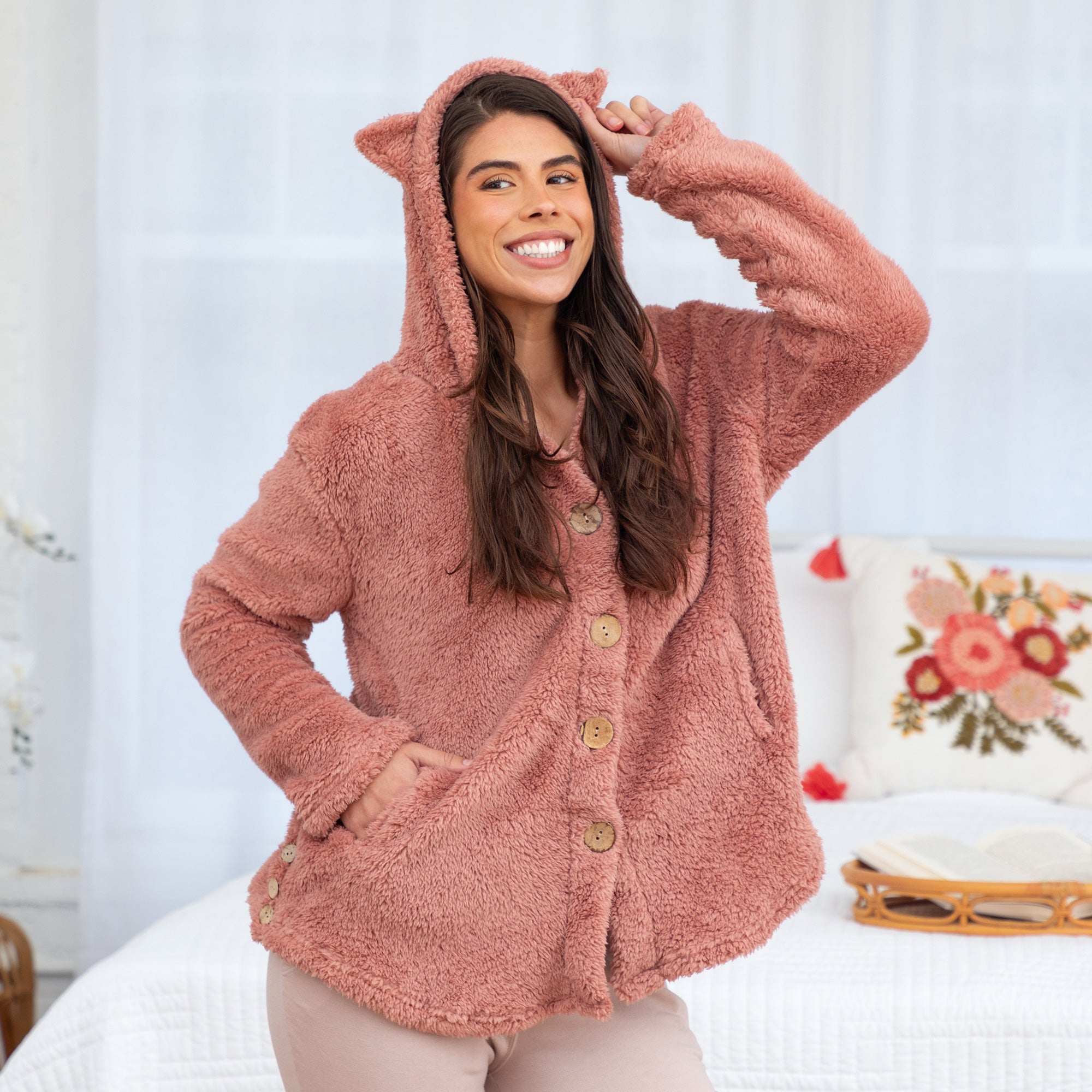 Premium Fluffy Cat Ear Hoodie - Ultimate Cozy Button-Up