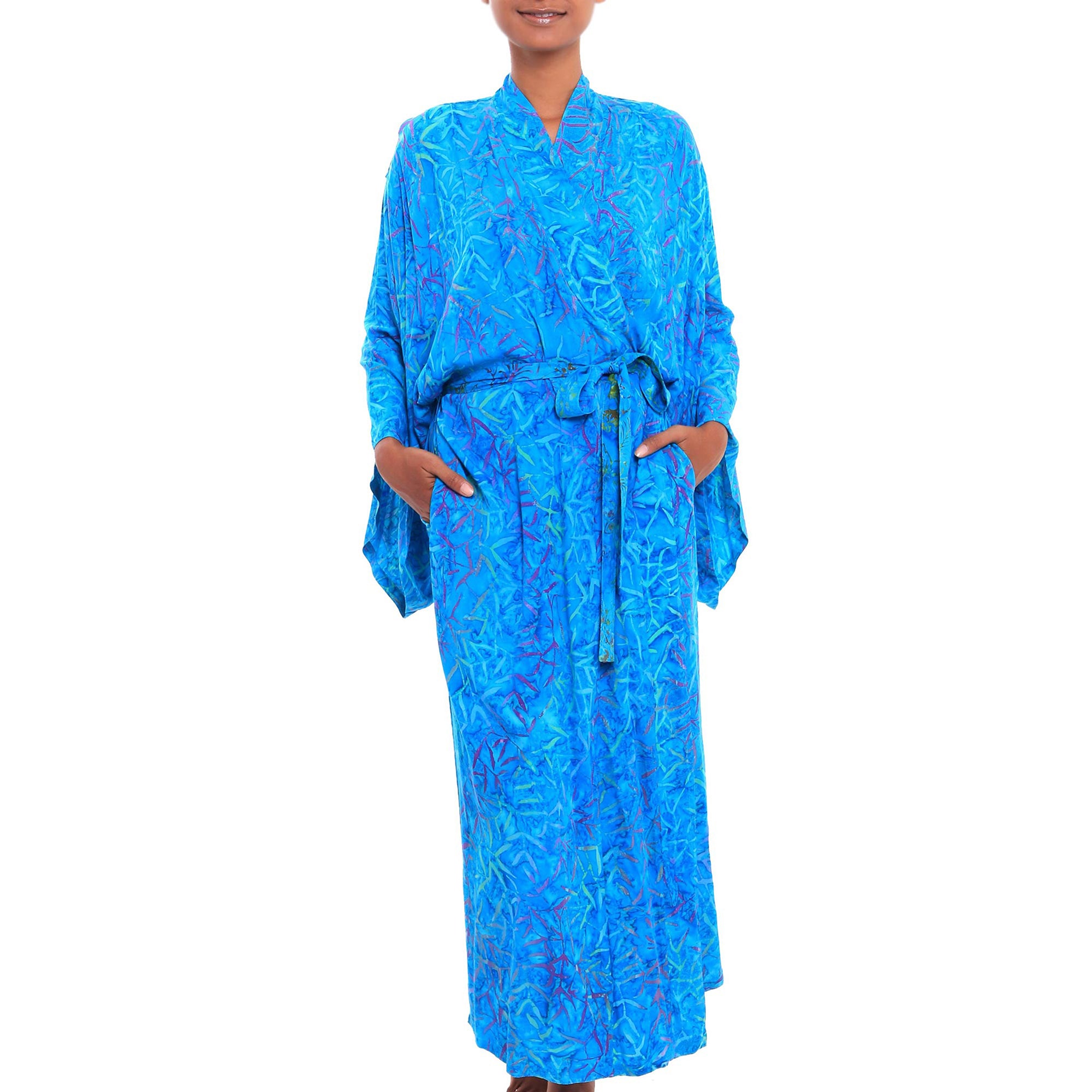 Premium Floral Breeze Batik Rayon Robe - Ultimate Comfort