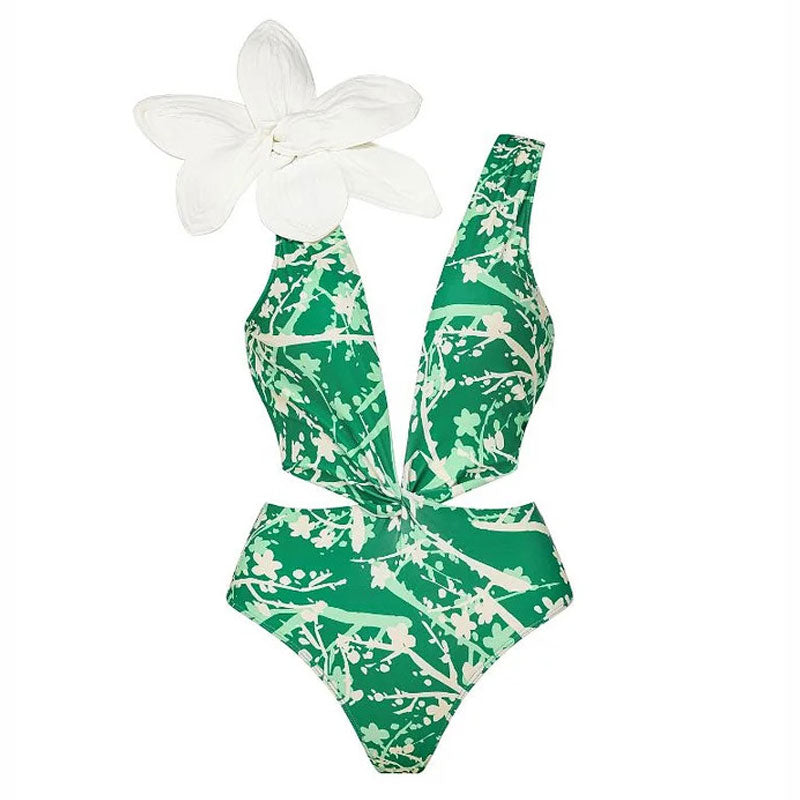 Ultimate Floral Elegance Brazilian One-Piece Swimsuit with 3D Petal Accent