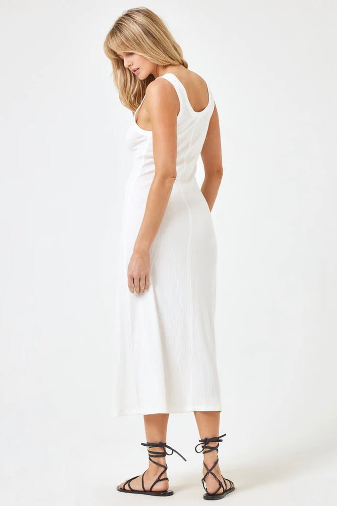 Premium L*Space Jenna Ribbed Midi Dress in Cream