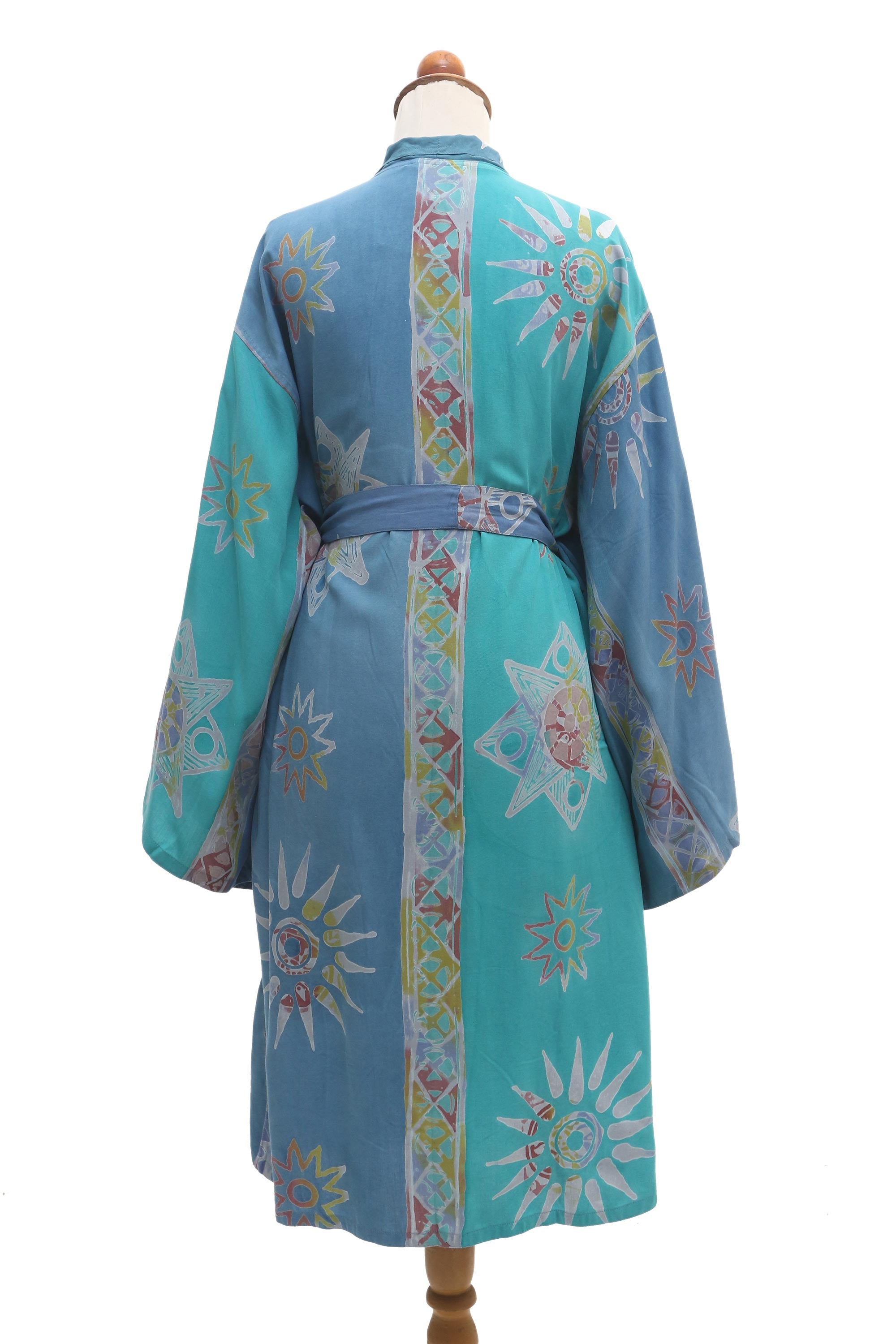 Premium Hand-Stamped Batik Rayon Spa Robe from Bali - Ultimate Comfort