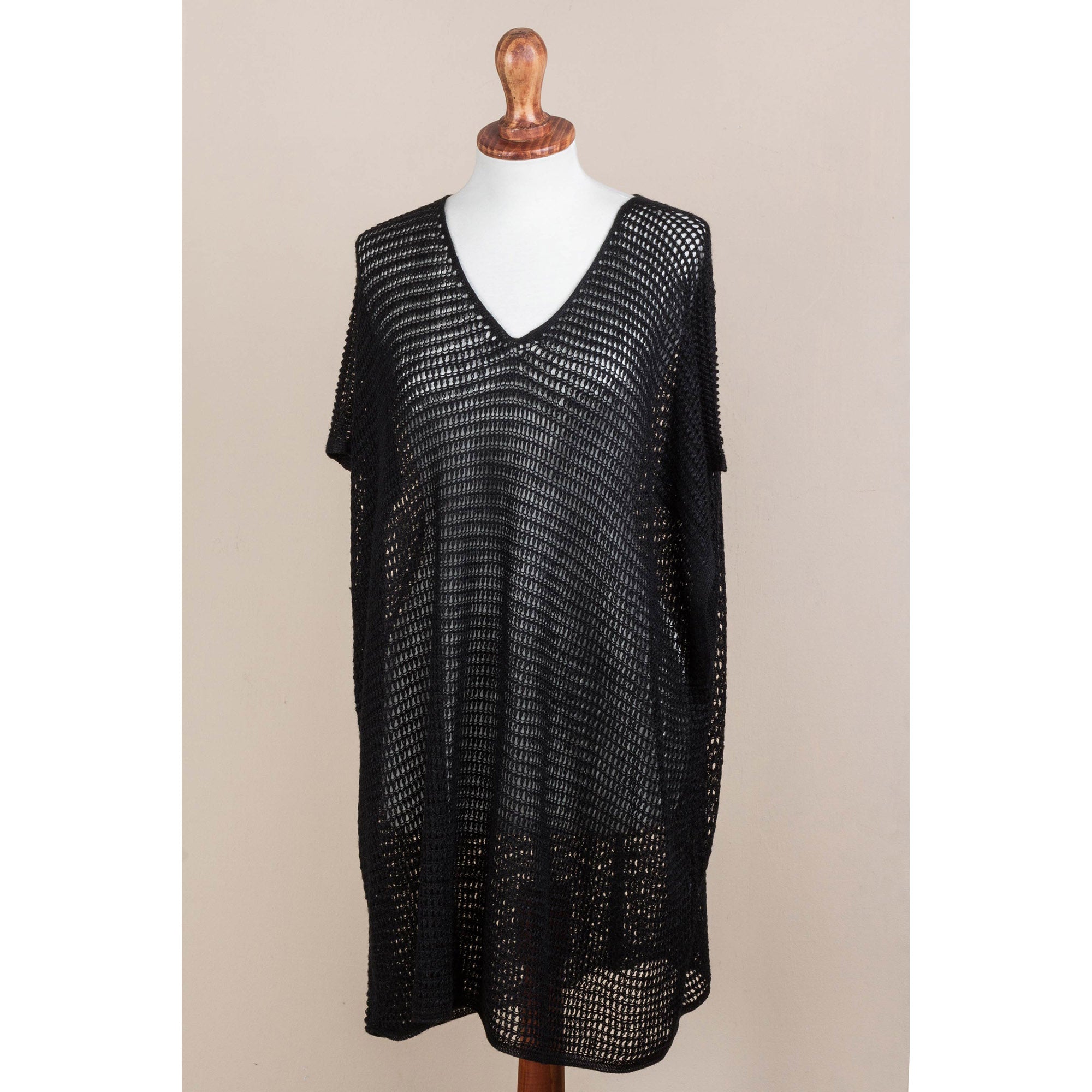 Premium Black Dreamcatcher Knit Tunic - Handmade Luxury