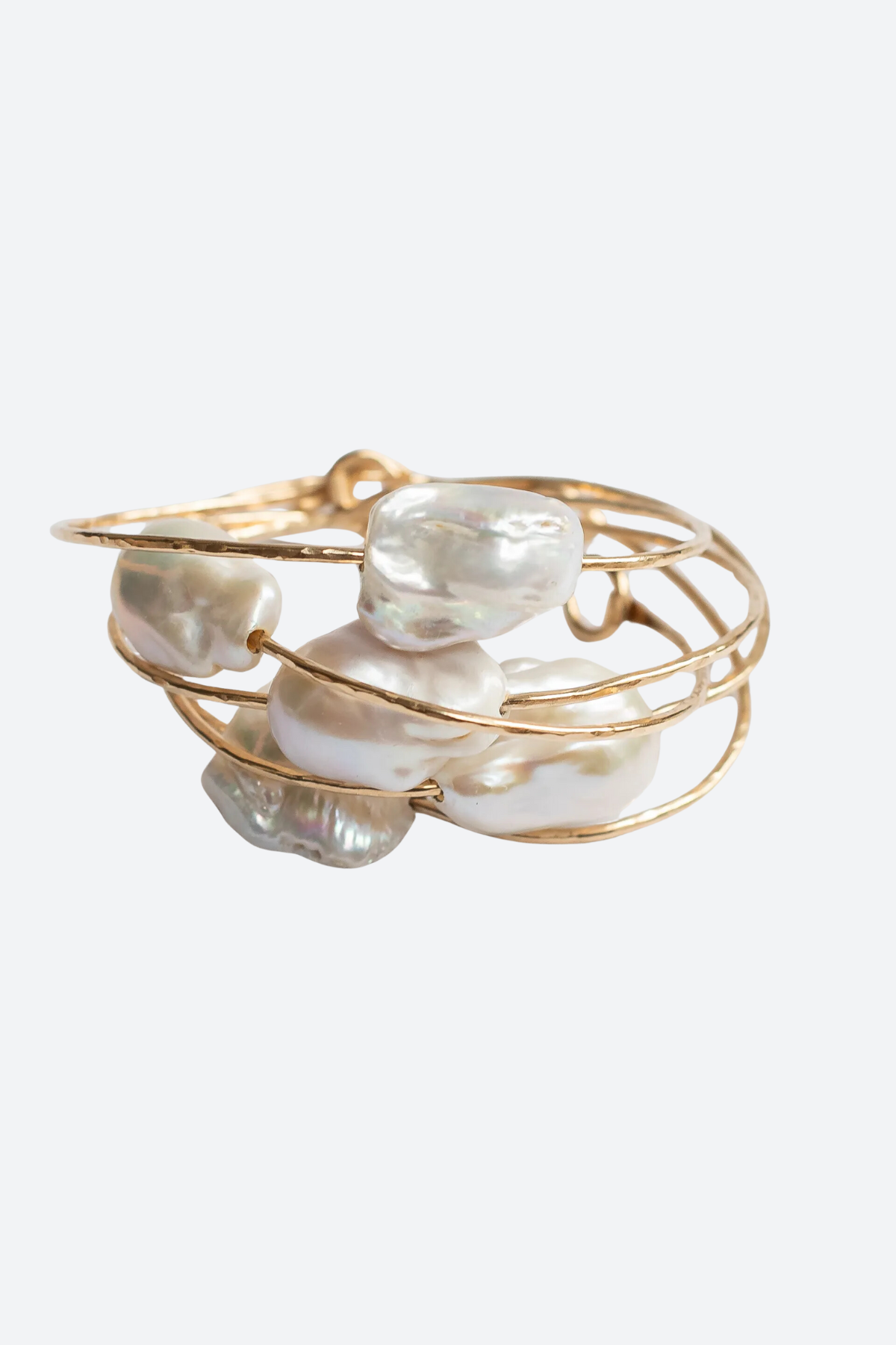 Premium Kaia Sage Keshi Baroque Pearl Bangle - Handmade in Hawaii