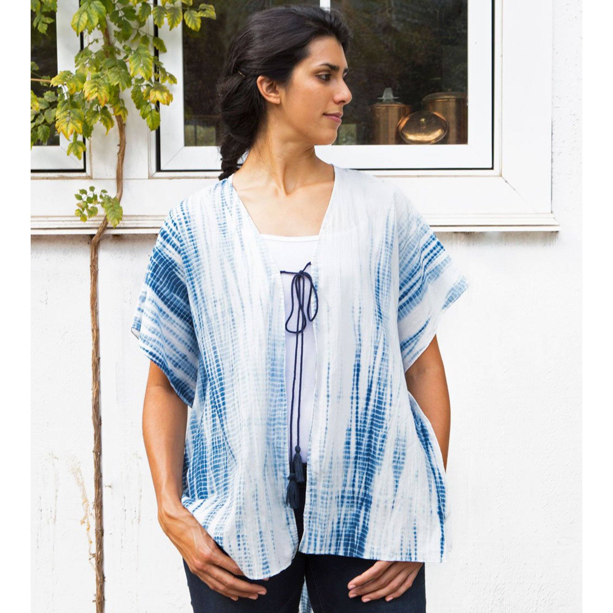 Premium Chandra Shibori Shrug - Handcrafted Indigo Elegance