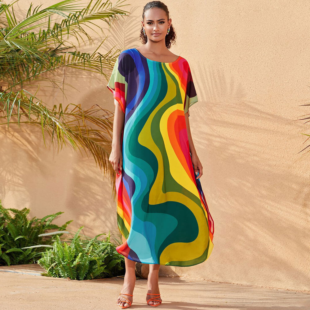 Premium Vibrant Printed Beach Caftan Cover-Up