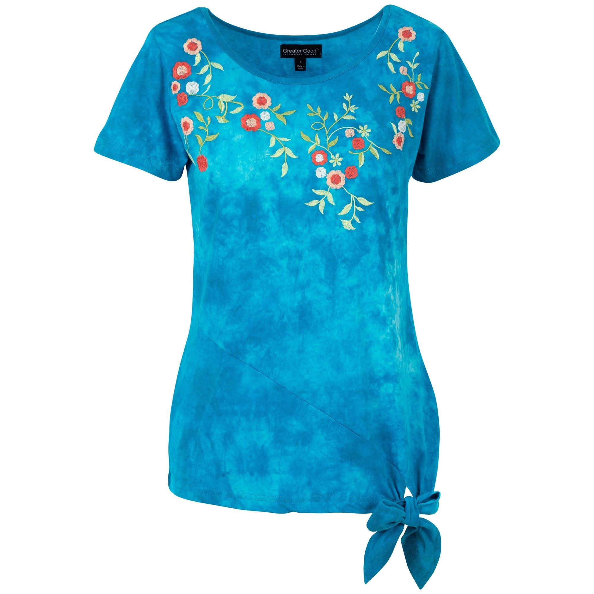 Premium Blue Sky Garden Tie-Dye Scoop Neck Tee