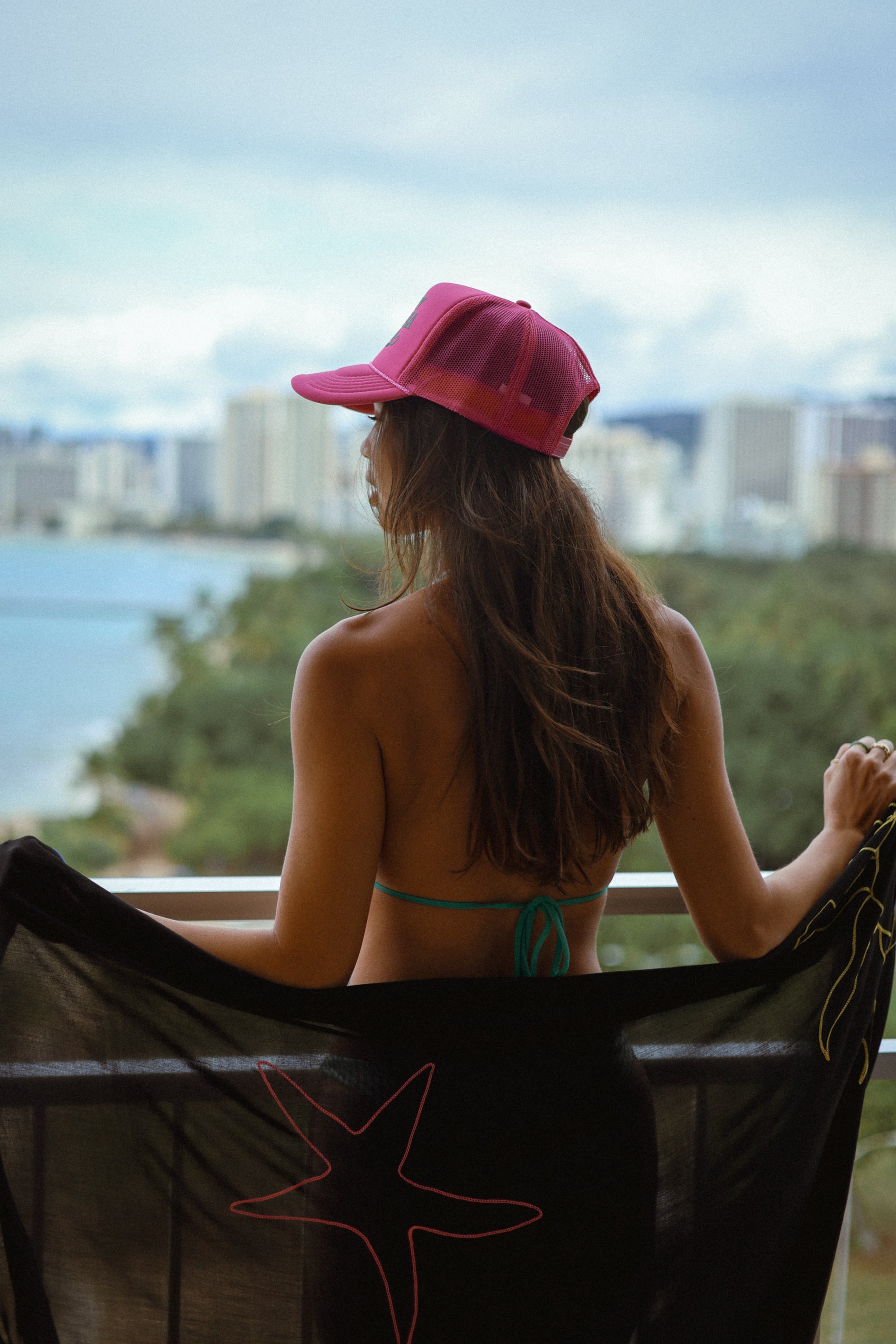 Premium Bikinibird Aloha Era Trucker Hat - Magenta/Green