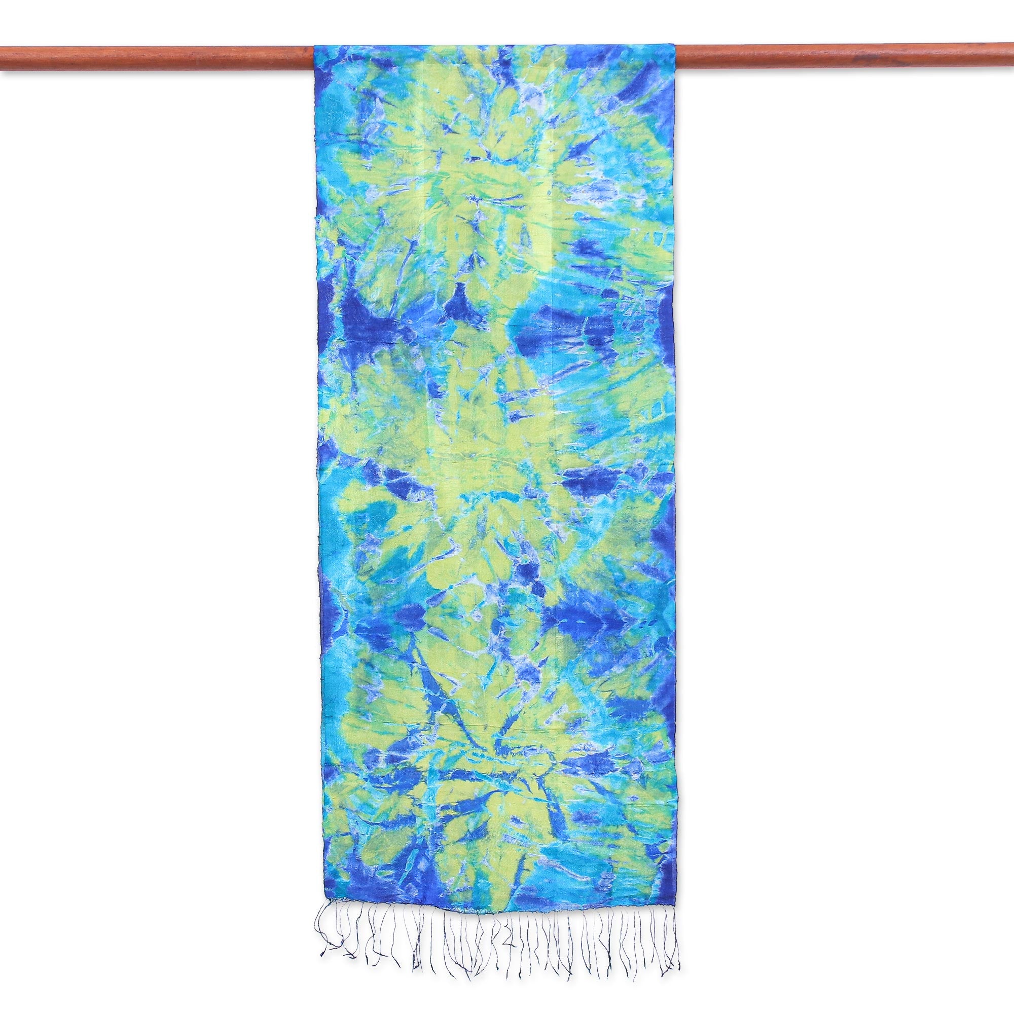 Premium Smiling Sea Tie-Dye Silk Scarf – Ultimate Luxury Accessory