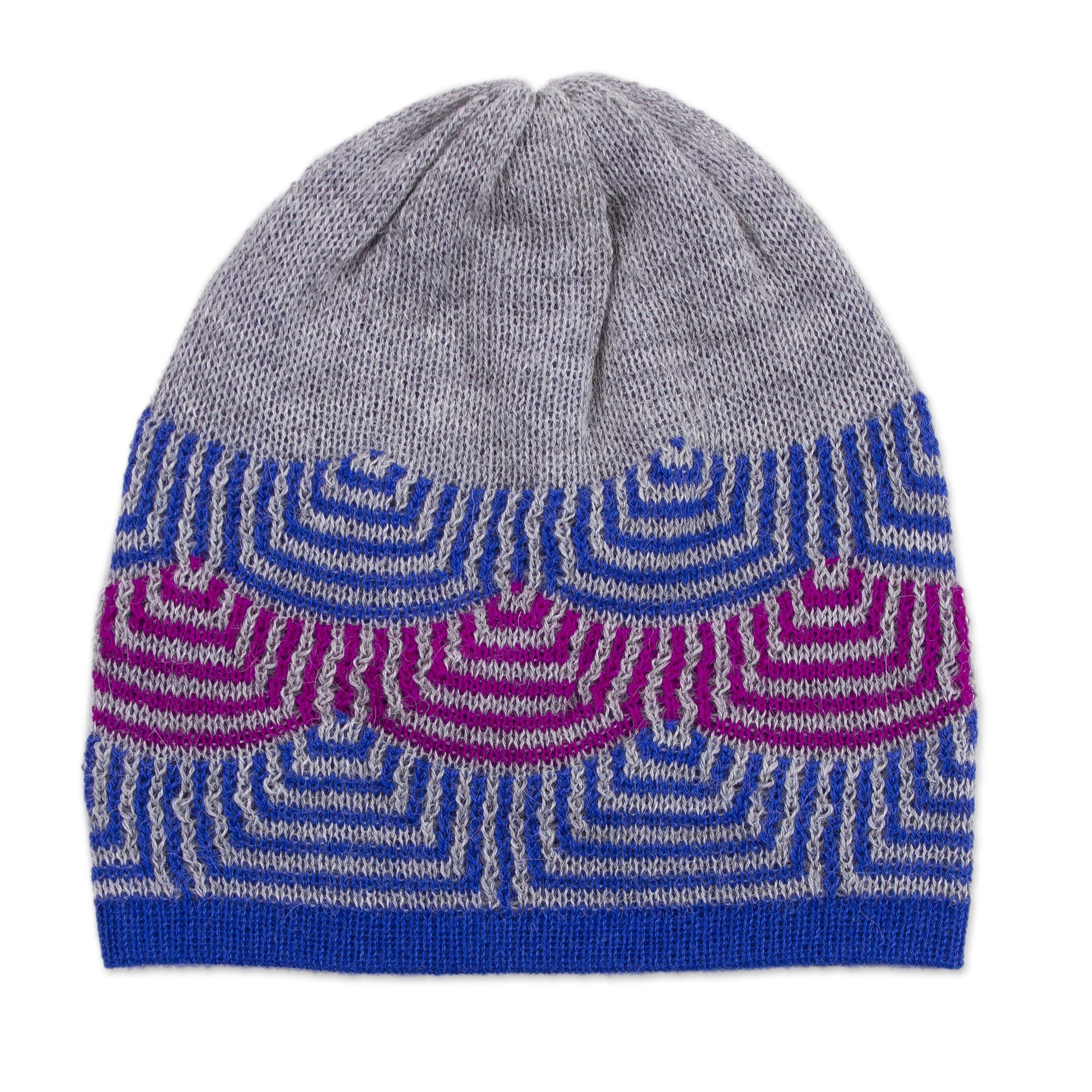 Premium Reversible Alpaca Hat in Royal Blue | Handcrafted in Peru