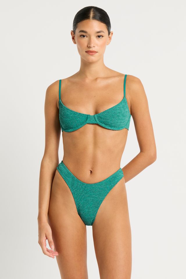 Premium Gracie Balconette Teal Lurex Top by Bond-Eye