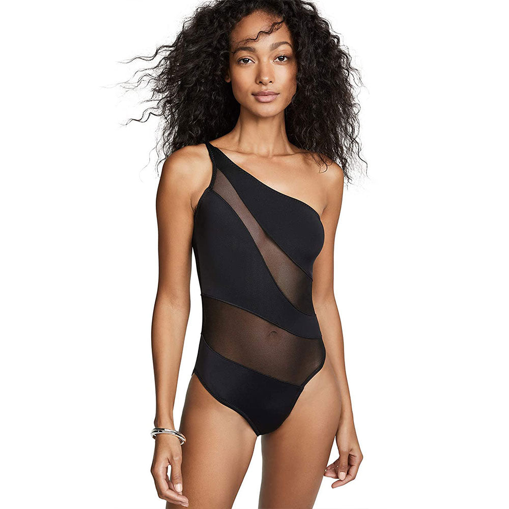 Premium One Shoulder Mesh Brazilian Swimsuit - Ultimate Beach Style