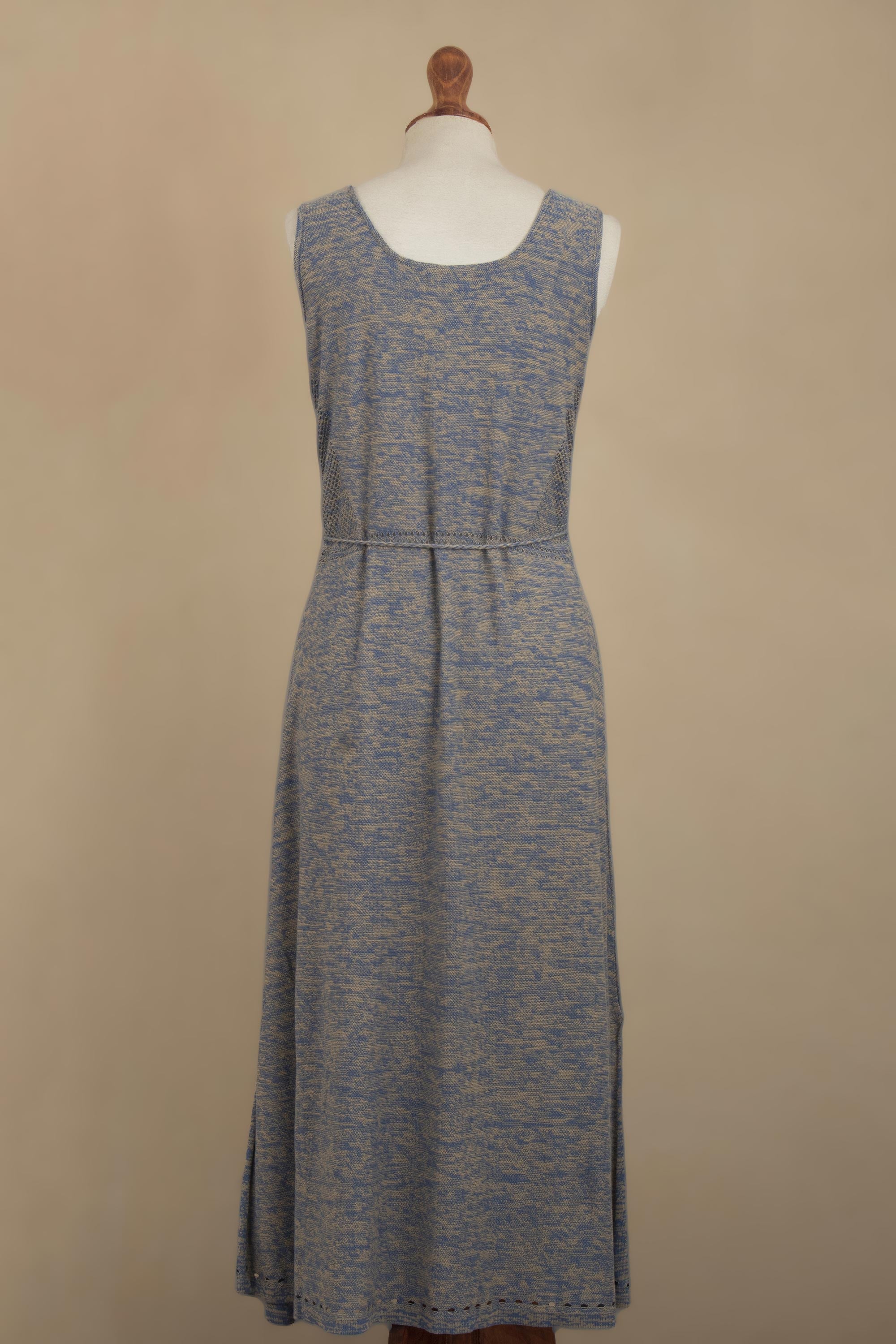 Premium Heathered Sky Blue Organic Cotton Maxi Dress – Sustainable & Timeless