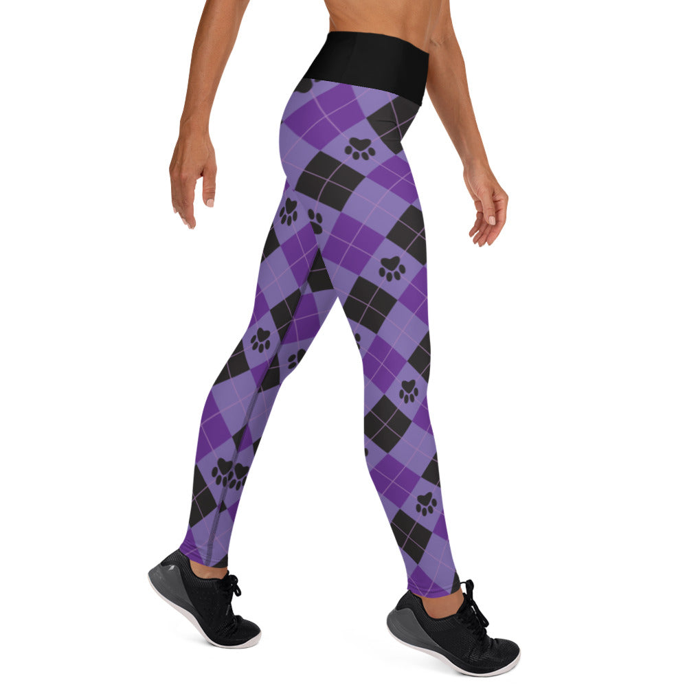 Premium Paw Print Argyle Yoga Leggings - Ultimate Comfort & Style