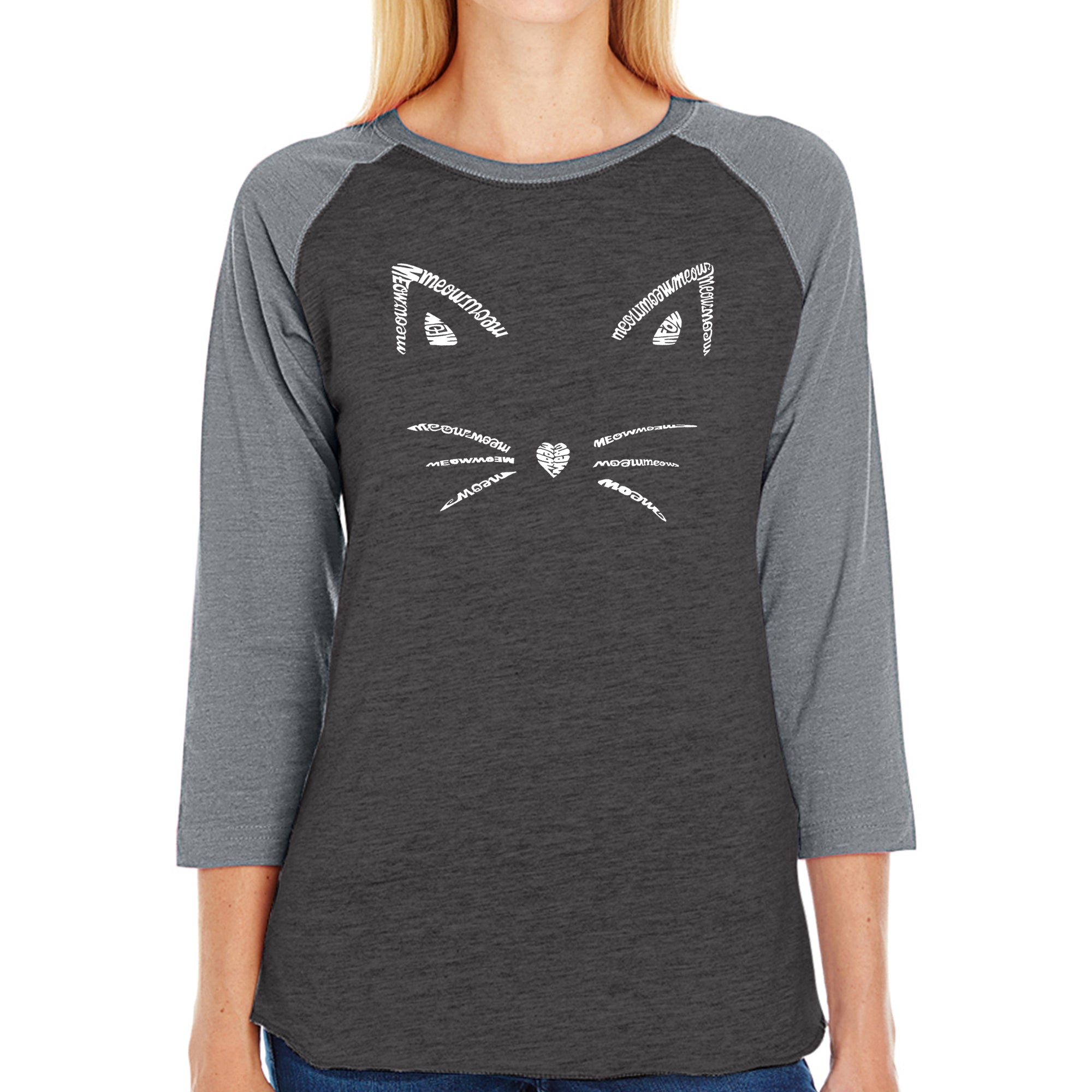 Premium Whiskers - Women's Raglan Baseball Word Art T-Shirt