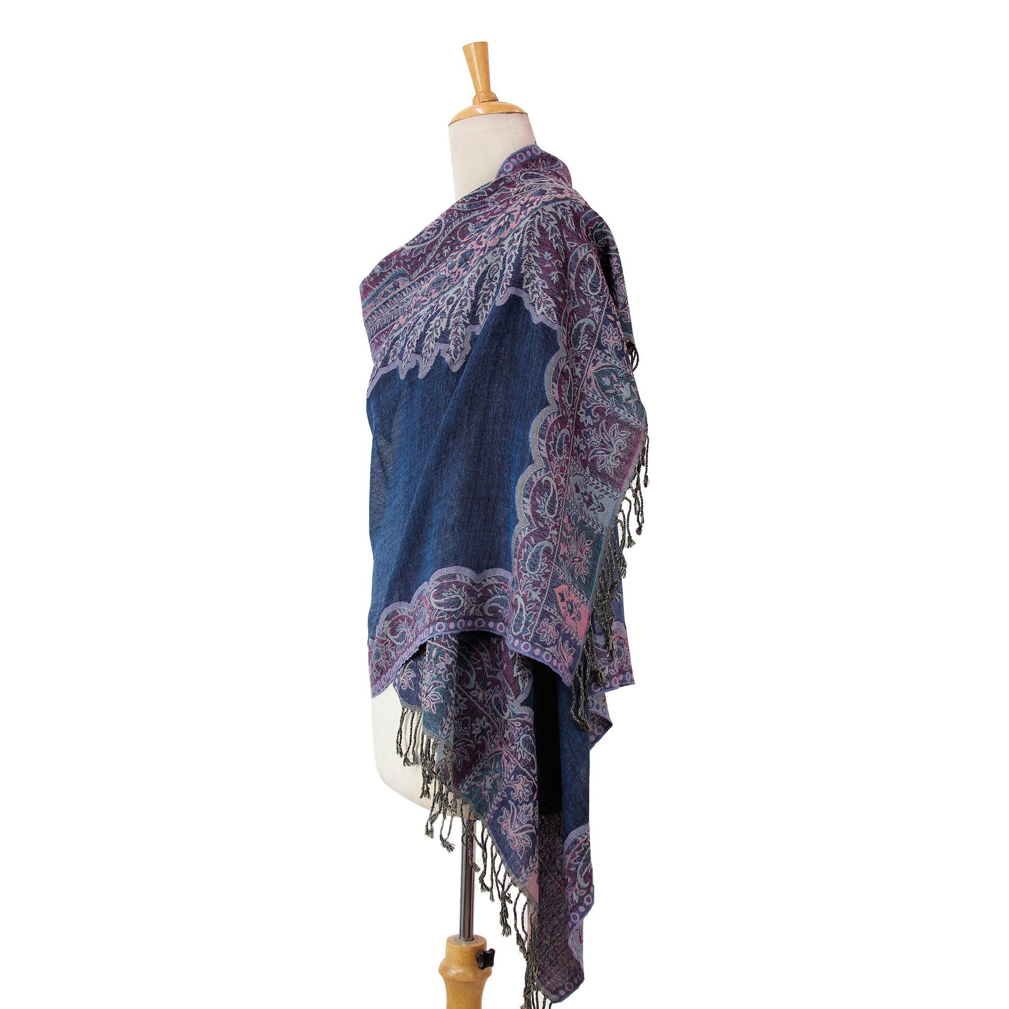 Premium Orchid Paisley Jamawar Shawl - Luxurious Purple Wool Wrap