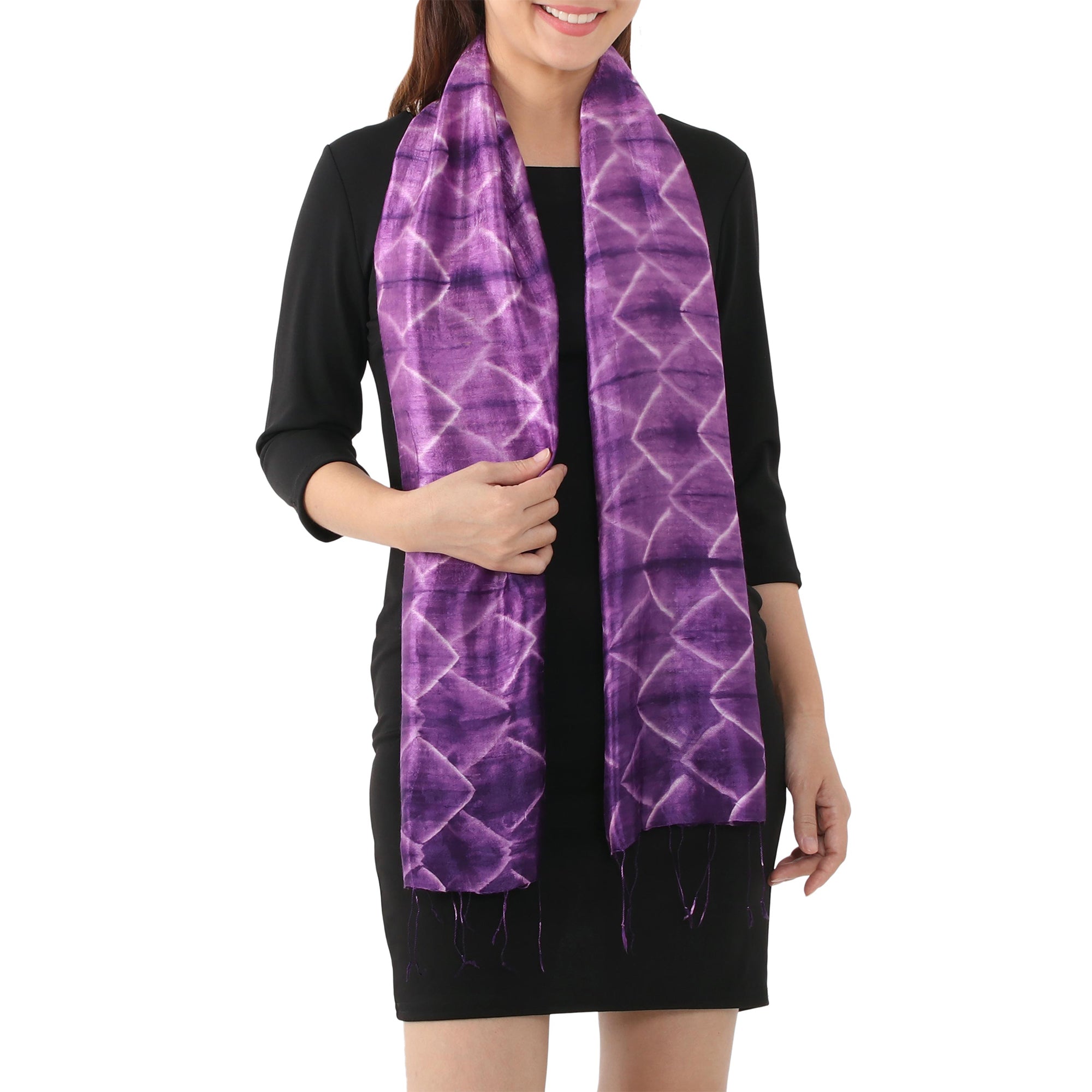 Premium Amethyst Mystique Silk Scarf – Handcrafted Elegance