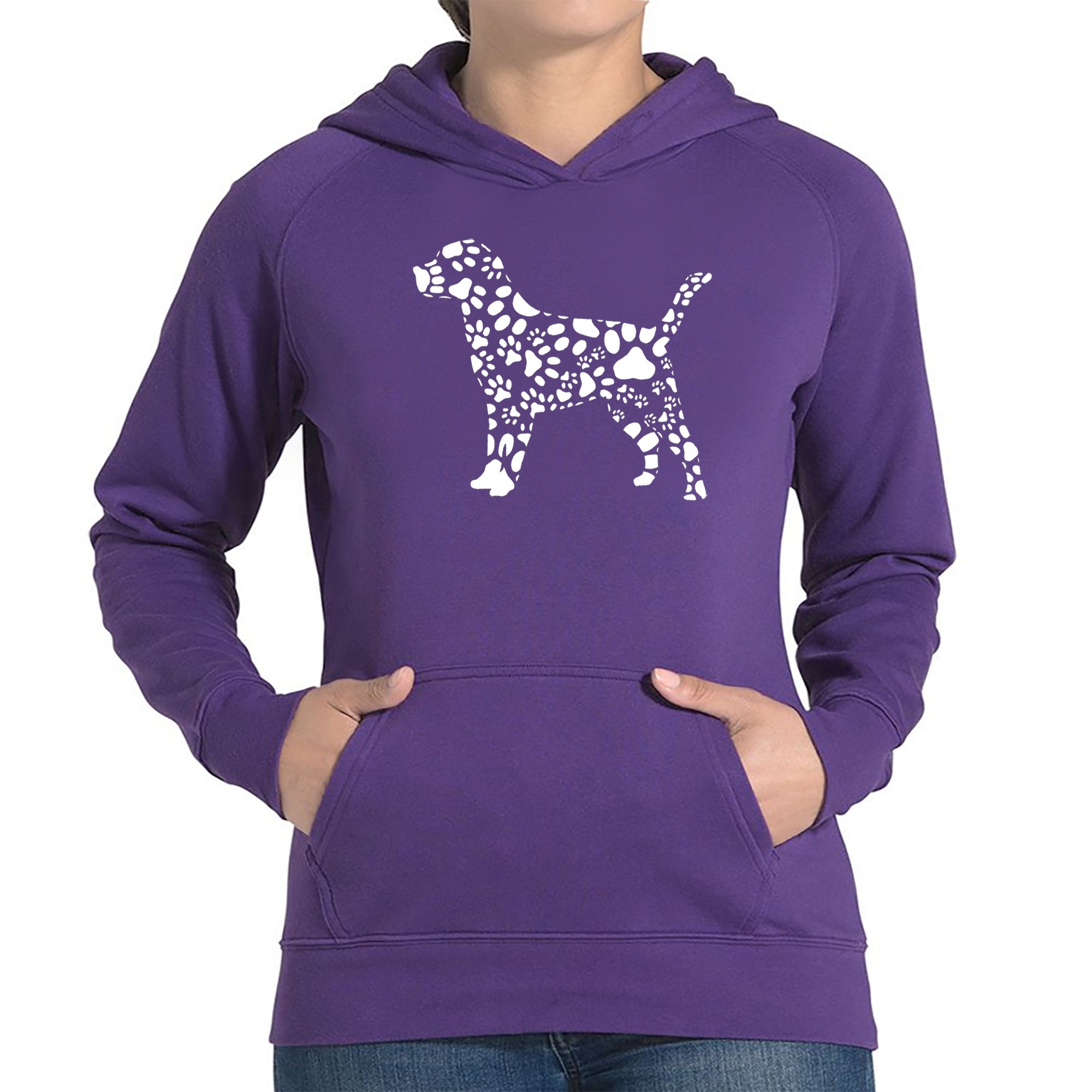 Premium Dog Paw Prints Women's Word Art Hoodie - Ultimate Pet Lover's Sweatshirt