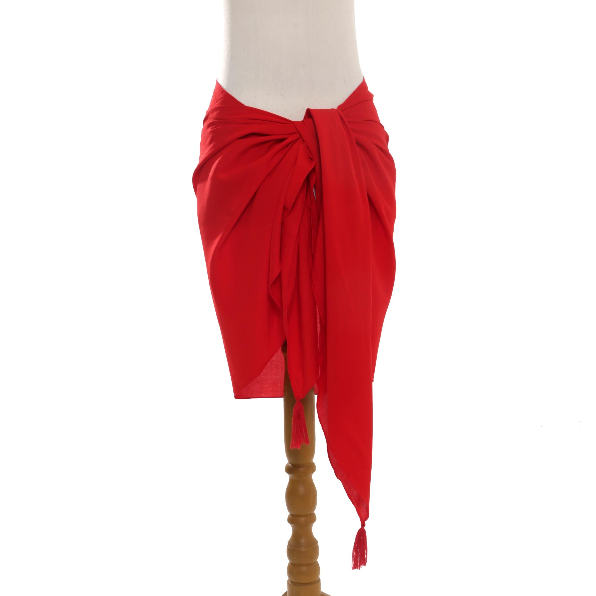 Premium Paradise Breeze Sarong - Handmade 100% Rayon Beach Wrap in Vibrant Red